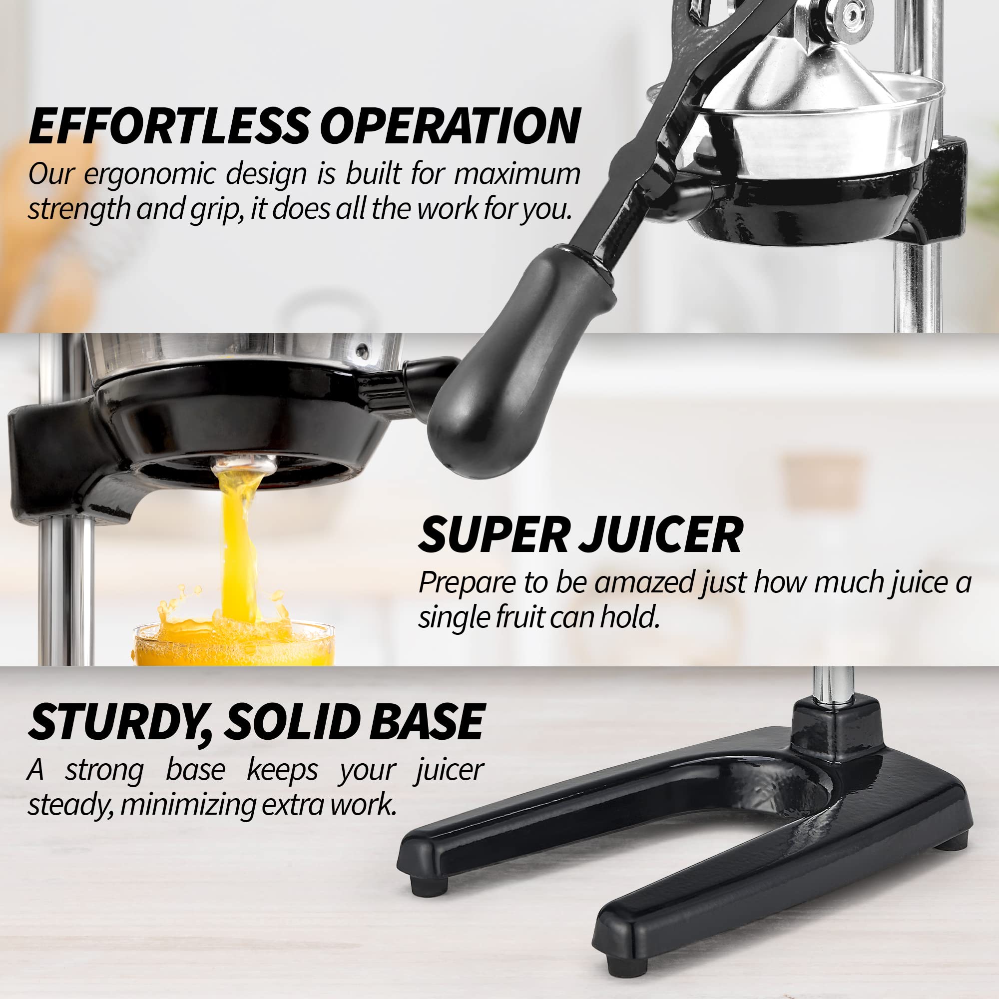 Zulay Premium Extra Tall Manual Citrus Juicer - Heavy Duty Orange & Lemon Squeezer for Fresh Juice - Fits Tumblers, Tall Glasses & Cups - Perfect for Kitchen, Breakfast & Healthy Juicing at Home