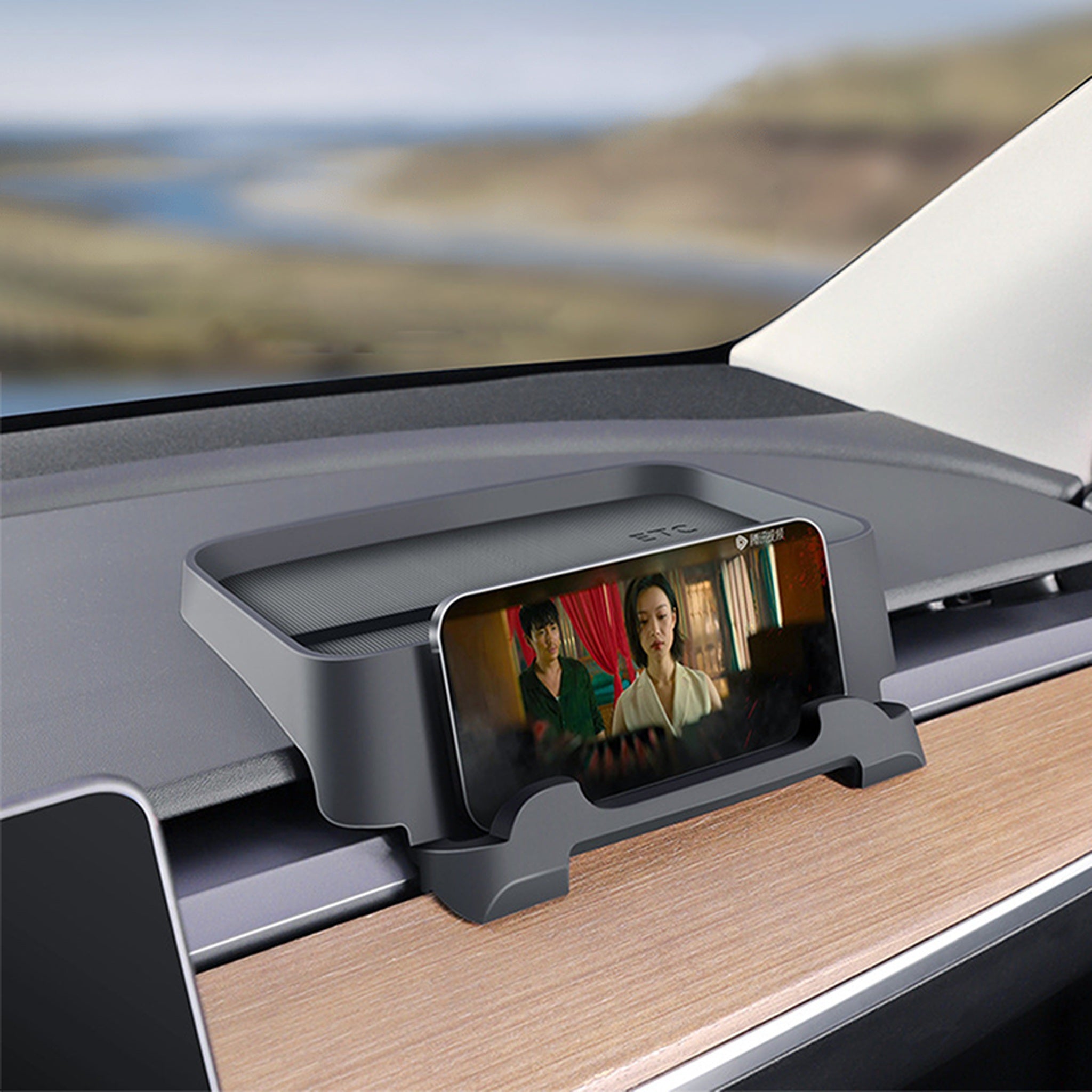 Tesla Model 3 & Y Center Console Organizer - Behind Screen Storage Tray for Phones, Keys & Accessories | Car Interior Organizer for Tesla Model 3 2017-2023 & Model Y 2020-2023 | Perfect for Road Trips & Daily Commute
