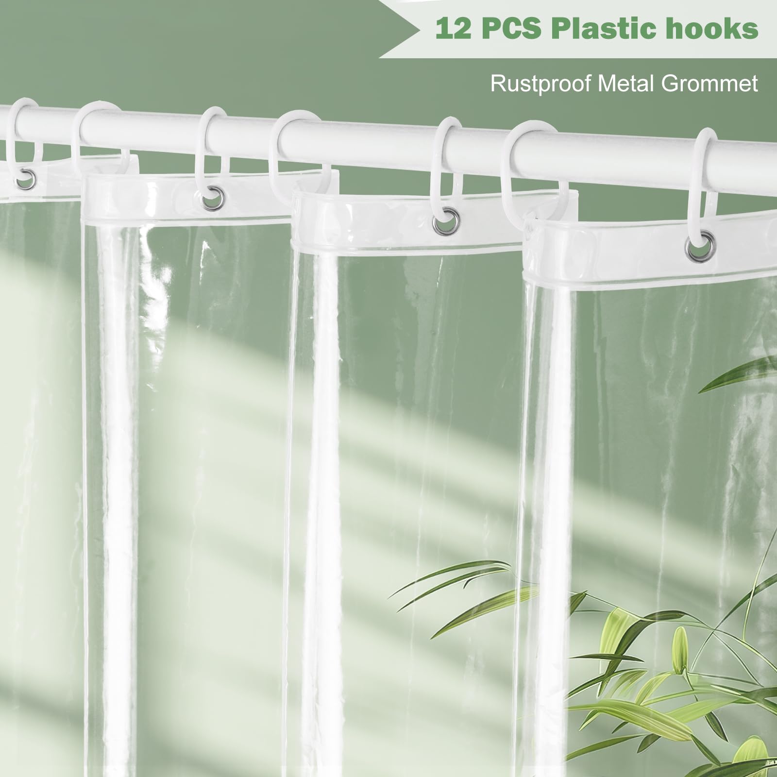 UFRIDAY 72 x 86 Inches Extra Long Clear Shower Curtain Liner - Heavy Duty Waterproof Plastic Bathroom Curtain with 5 Bottom Magnets for Home, Hotel & Restaurant Use | Perfect for Large Bathtubs and Spacious Showers