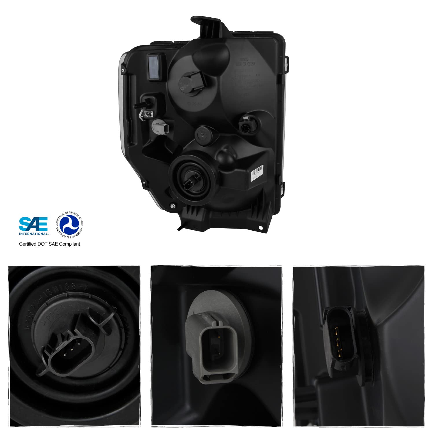 AKKON Black Halogen Headlights for 2008-2017 Ford E-Series & Super Duty - Perfect for Night Driving