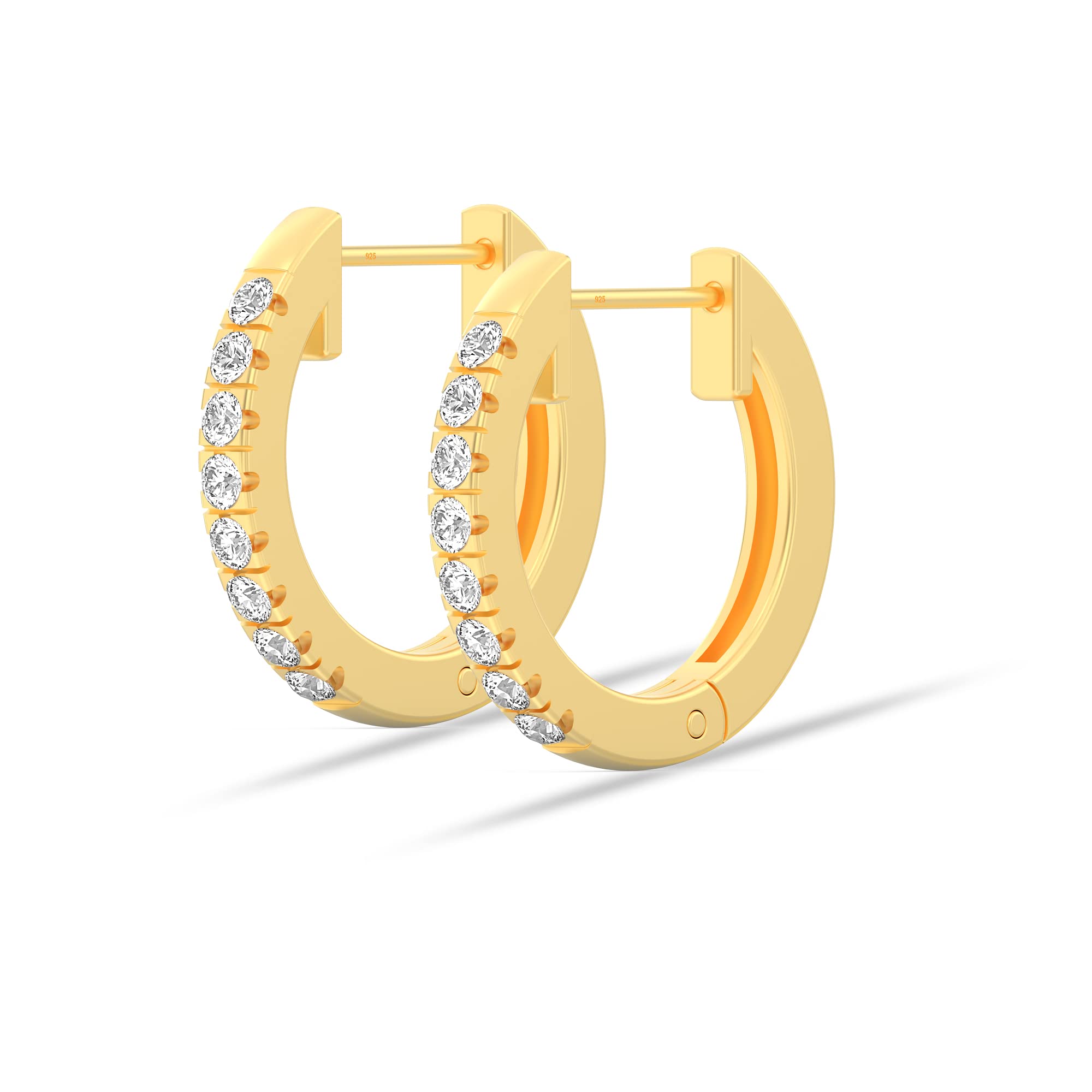 925 Sterling Silver Chunky Hoop Earrings for Women | Hypoallergenic Thick Huggie Earrings | Lightweight 14k Gold Plated Hoops | Perfect for Everyday Wear, Parties & Gifts