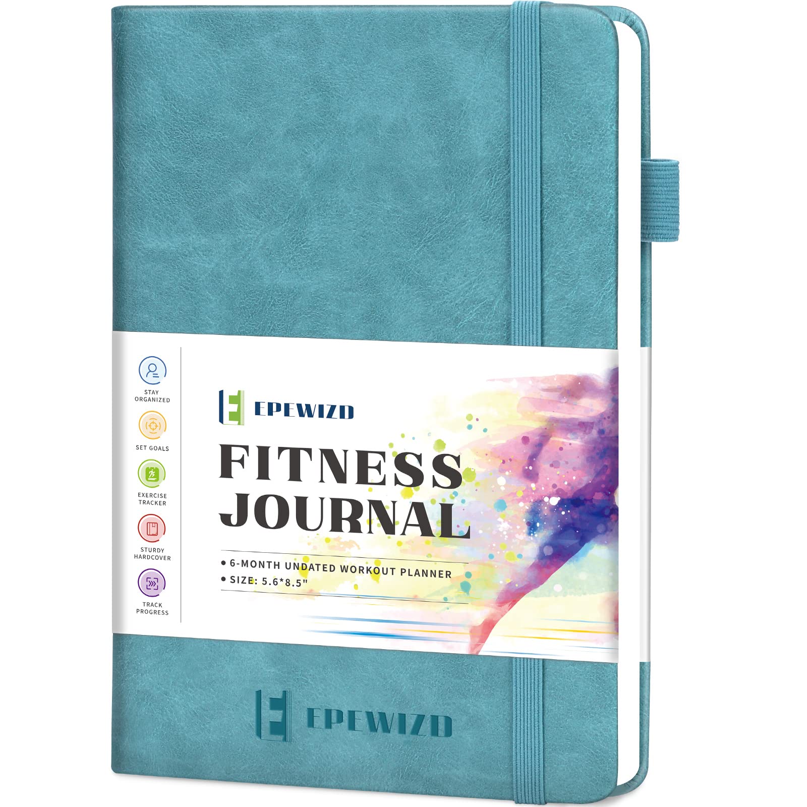 6-Month Fitness Journal - Undated Workout Planner for Home Gym - Sierra Blue