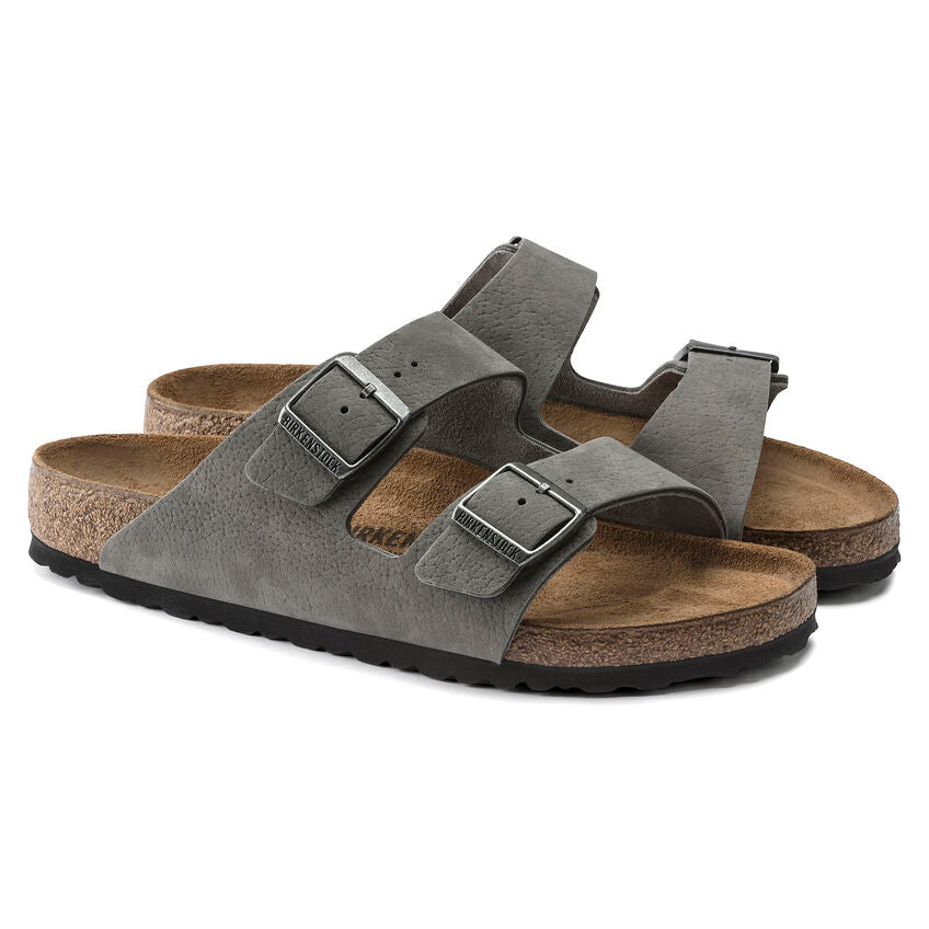 Birkenstock Arizona Nubuck Leather Sandals for Women & Men | Comfortable Cork Footbed Sandals in Desert Buck Whale Gray | Perfect for Beach, Travel & Everyday Wear