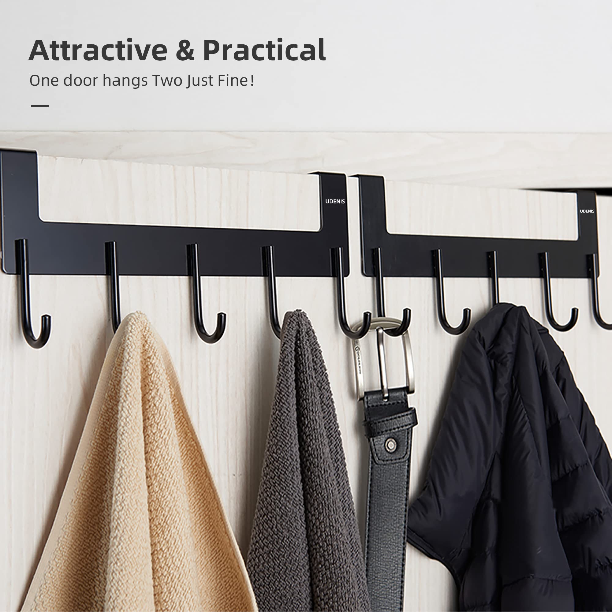 Metal Over The Door Hook Rack with 5 Hooks - Space Saving Towel & Coat Hanger for Bathroom, Bedroom, Closet - Durable Grey Finish (Perfect for Organizing Robes, Towels & Clothes in Small Spaces)