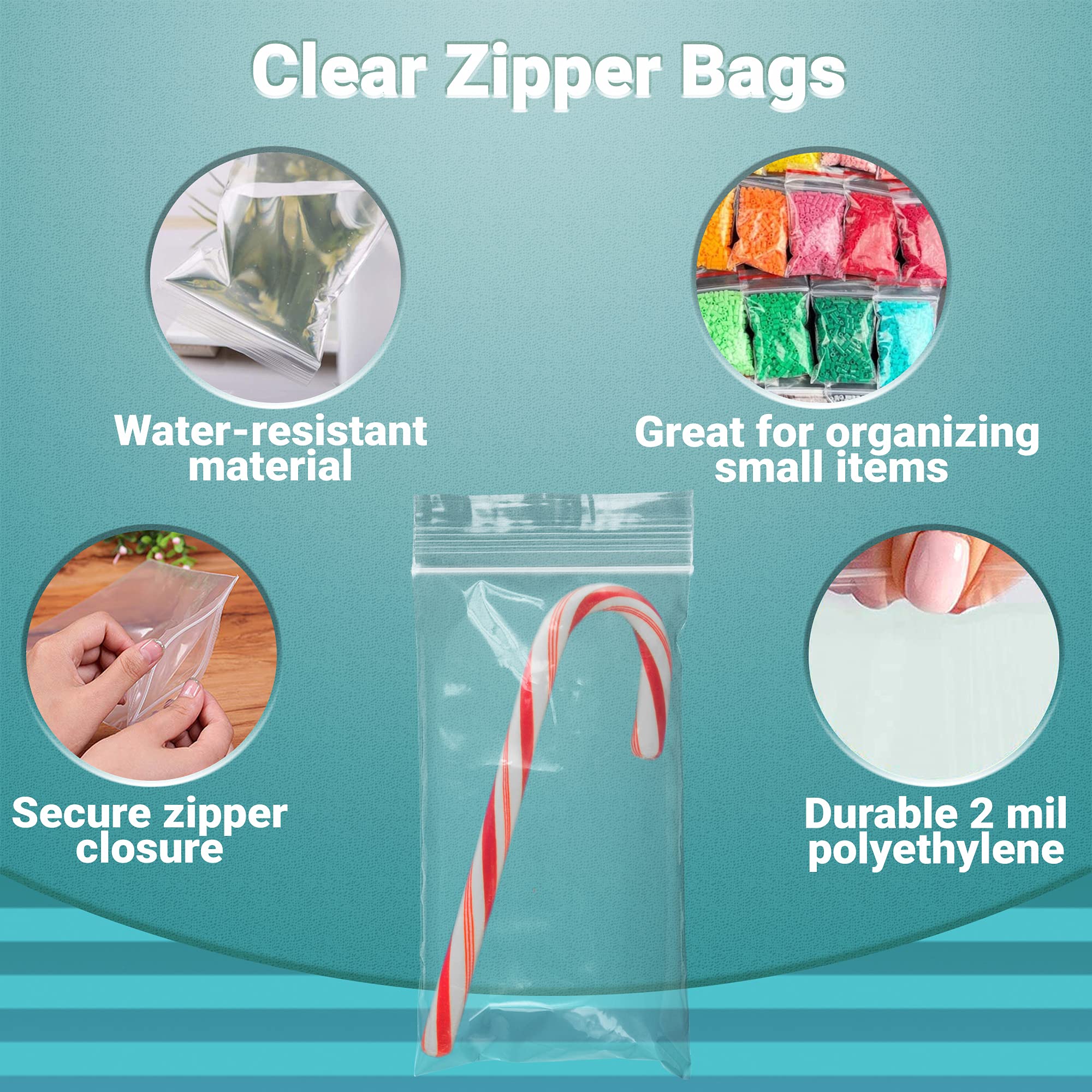 APQ 3x6 Inches Clear Reclosable Zipper Bags - 1000 Pack of 2 Mil Thick Waterproof Plastic Storage Bags with Secure Zipper Closure | Jewelry, Crafts, Beads, Small Parts Organizer | Perfect for Home, Office & Industrial Use