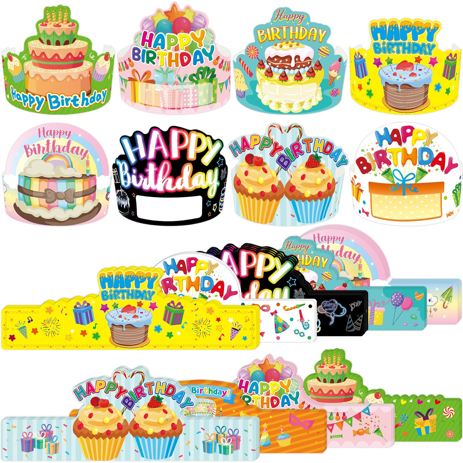 36Pcs Colorful Birthday Crowns for Kids - Happy Birthday Party Hats for Classroom, School, Family & VBS Celebrations - Perfect for Birthday Parties, Classroom Rewards & Special Events