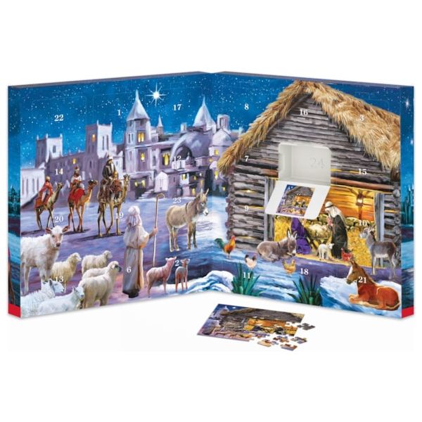 Nativity Advent Calendar - 24 Days Christmas Countdown with Religious Scenes - Perfect for Holiday Decorations & Family Traditions