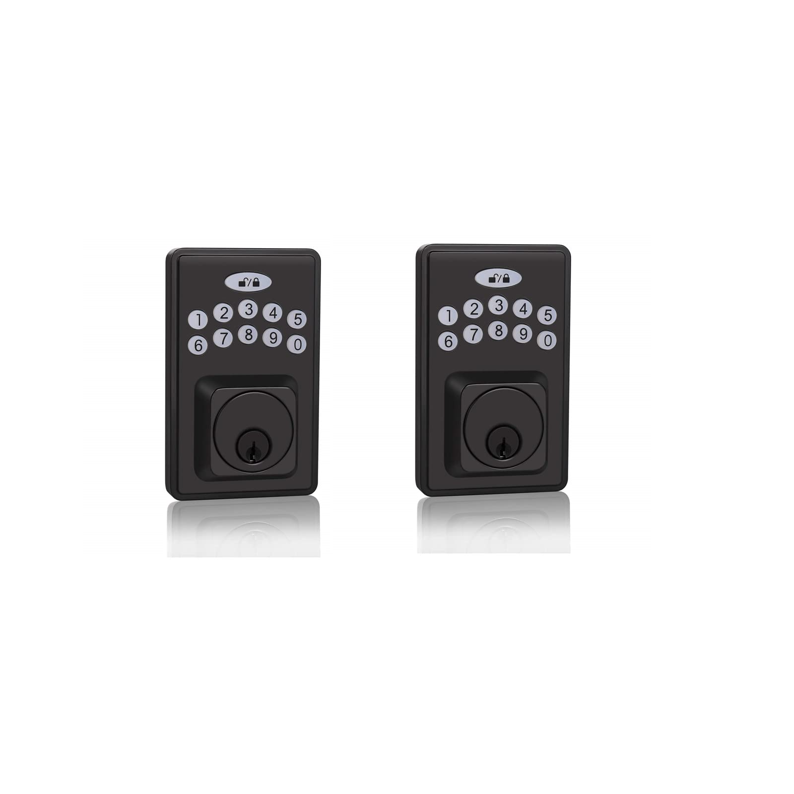 Probrico Keypad Deadbolt Lock - Electronic Smart Door Lock with 100 User Codes, 1-Touch Motorized Locking, Single Cylinder Design (2-Pack, Black) - Perfect for Homes, Apartments, Offices & Vacation Rentals