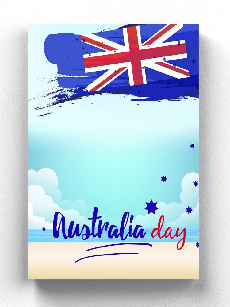 Australia Day Beach & Flag Wrapped Canvas Print - Patriotic Wall Art Decor for Home, Office, or Party Celebrations