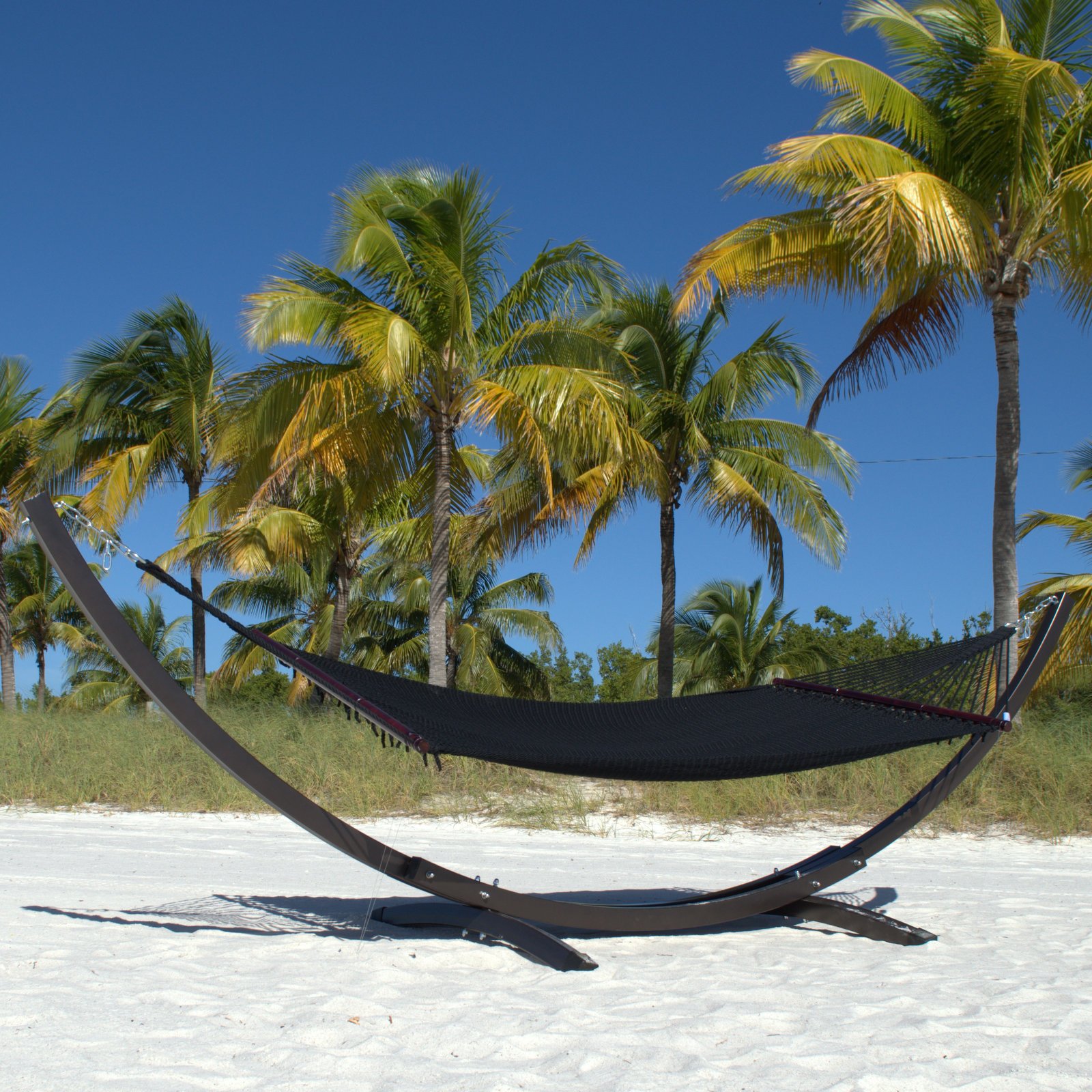 Jumbo Caribbean Hammock 55 Inch - Soft-Spun Polyester Hammock for Outdoor Relaxation - Extra Large Black Hammock for Backyard, Beach & Camping