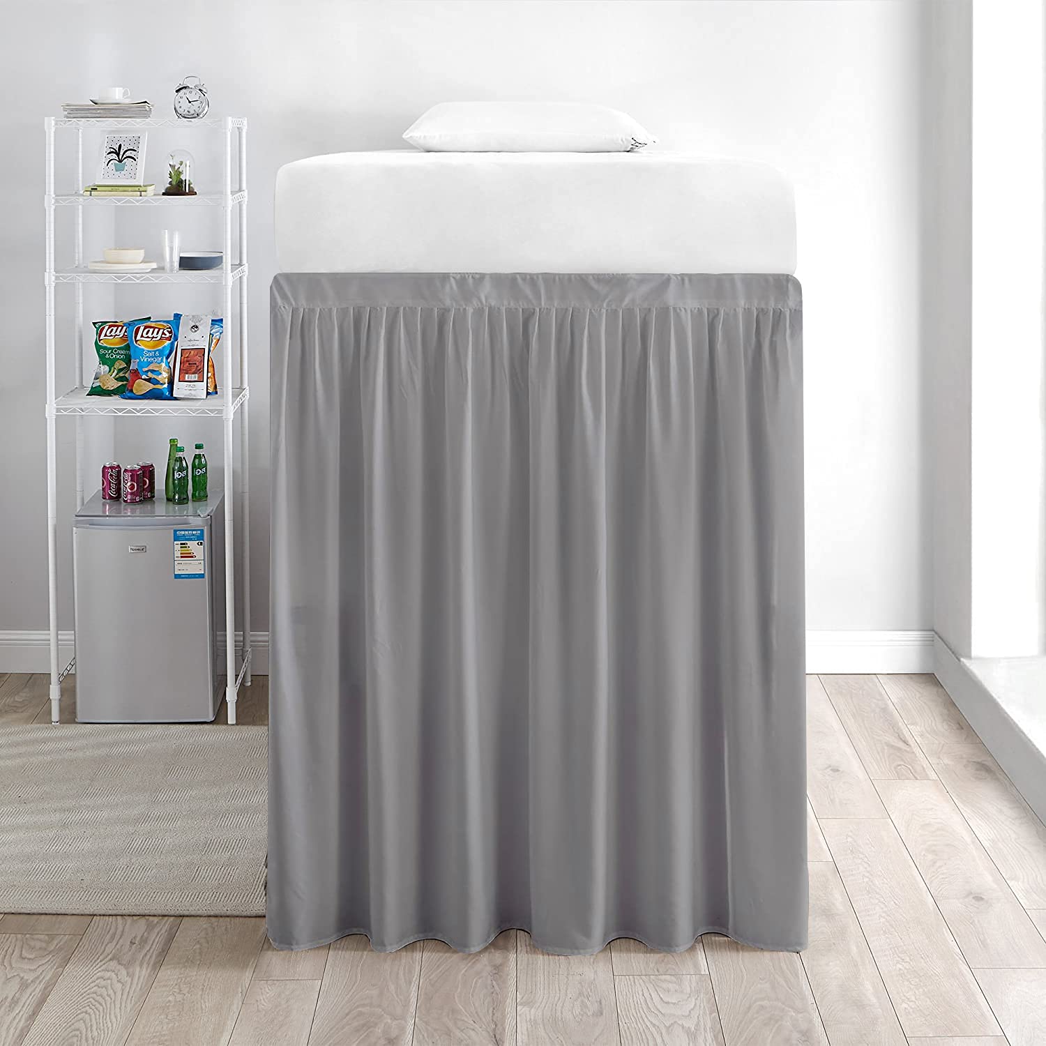 Extra Long Twin-XL Dorm Bed Skirt - 100% Brushed Microfiber College Bedding - 34