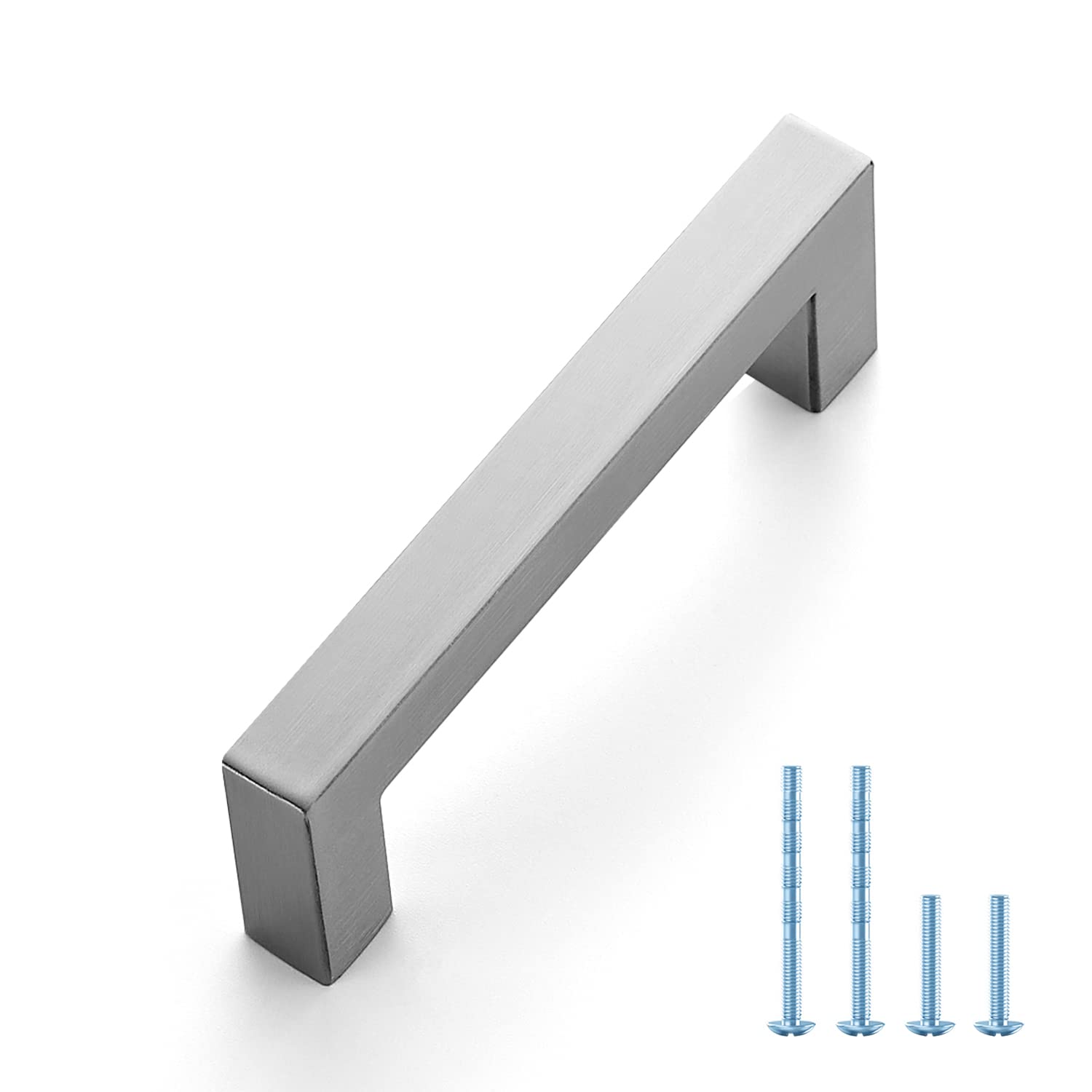 Ravinte 1 Pack 3.5 Inch Brushed Nickel Cabinet Pulls - Stainless Steel Square Kitchen Cabinet Handles with Screwdriver Included - Perfect for Modern Kitchen, Bathroom & Office Cabinets