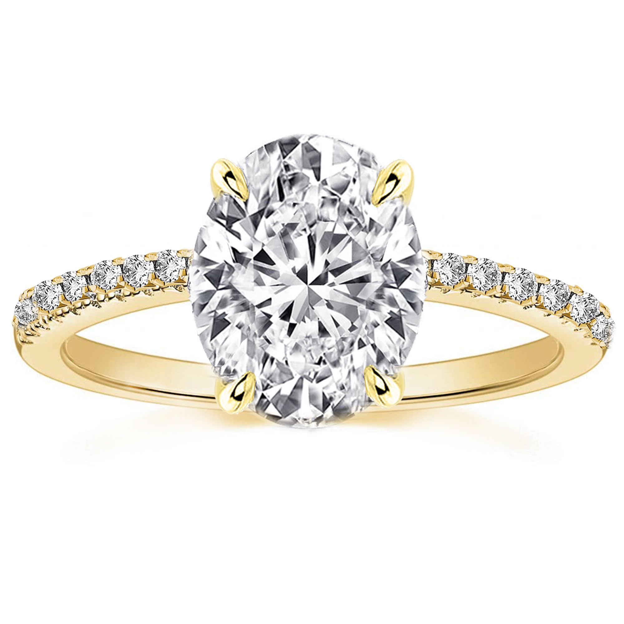 1.5/5.5CT Oval Cut Simulated Diamond Engagement Ring for Women - 925 Sterling Silver 18K Gold Plated Promise Ring - Perfect for Proposals, Anniversaries & Special Occasions