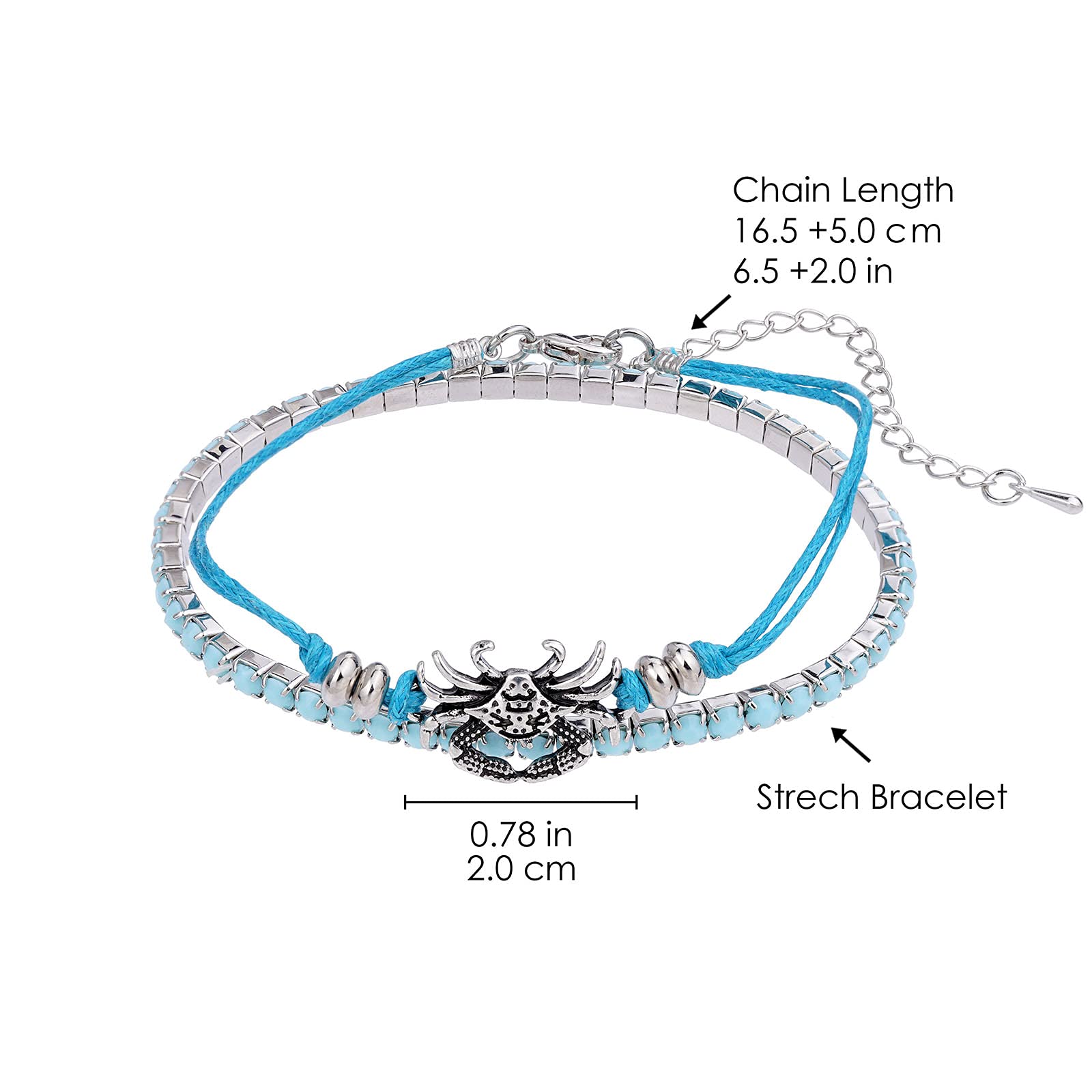 Boho Beach Bracelets for Women - Adjustable Starfish, Turtle & Conch Shell Anklets with Turquoise Beads - Stretchable Foot Jewelry for Summer Vacations, Beach Parties & Tropical Getaways