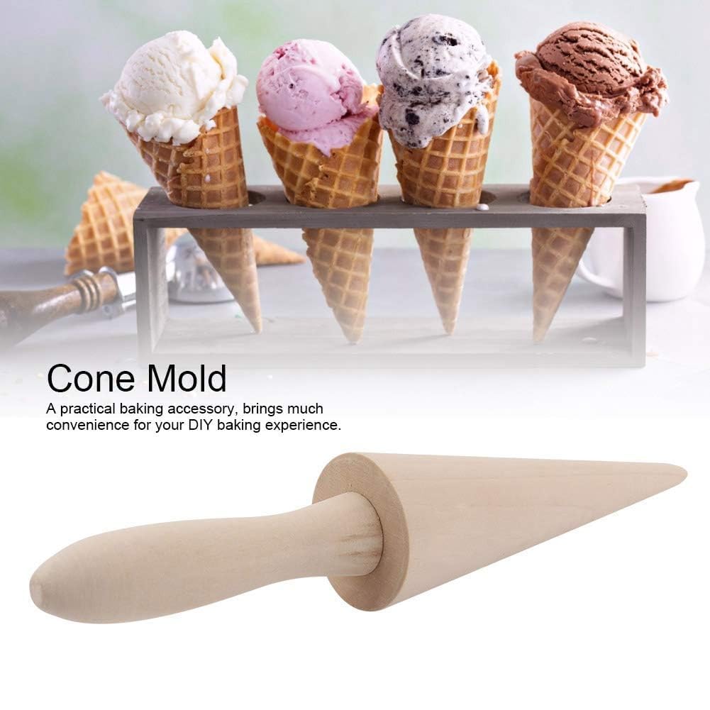Wooden Waffle Cone Roller - 9.1 Inch Pizzelle Cone Mold for Homemade Ice Cream Cones | Baking Pastry Tool for Waffle, Dessert & Ice Cream Shops | Perfect for DIY Desserts, Parties & Catering