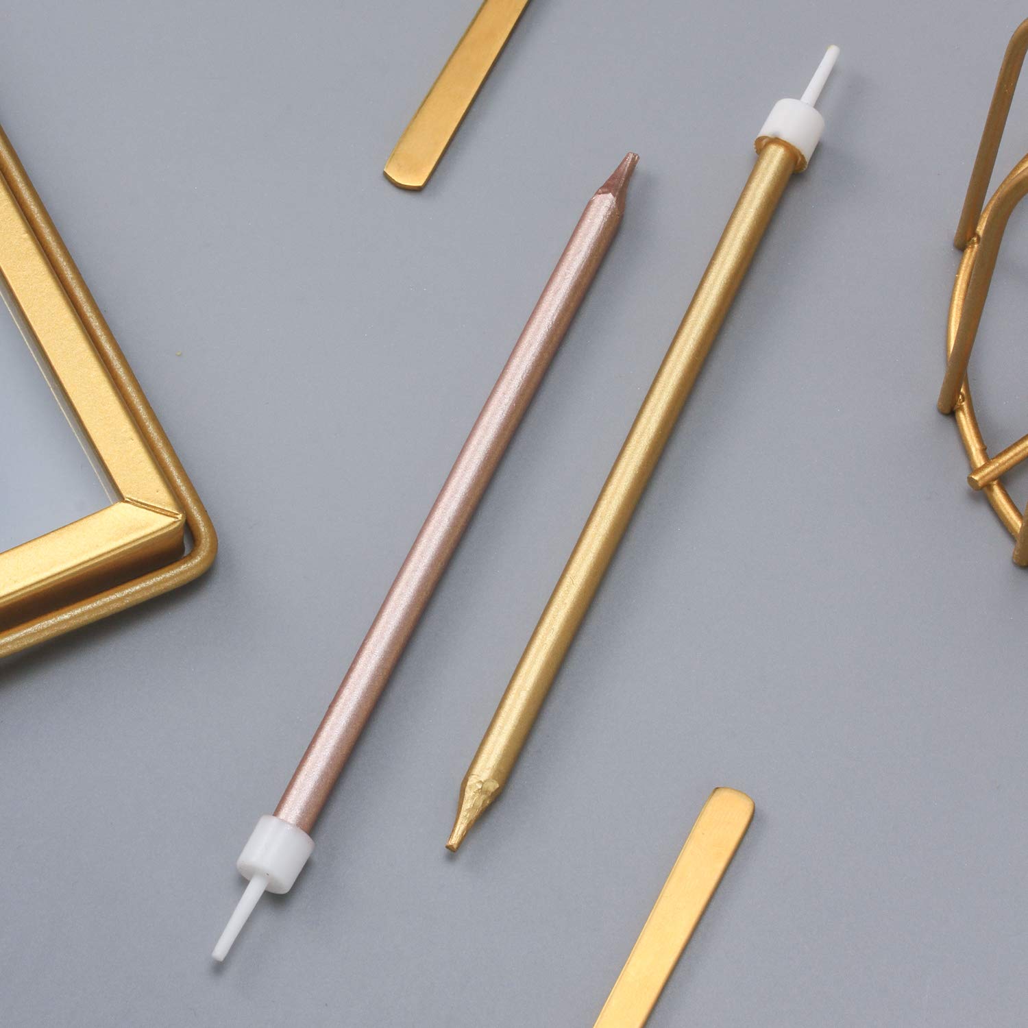24 Count Metallic Rose Gold Birthday Candles with Holders - Tall Thin Cake & Cupcake Candles for Birthday, Wedding, Party Decorations | Perfect for Cakes, Cupcakes, and Special Event Centerpieces