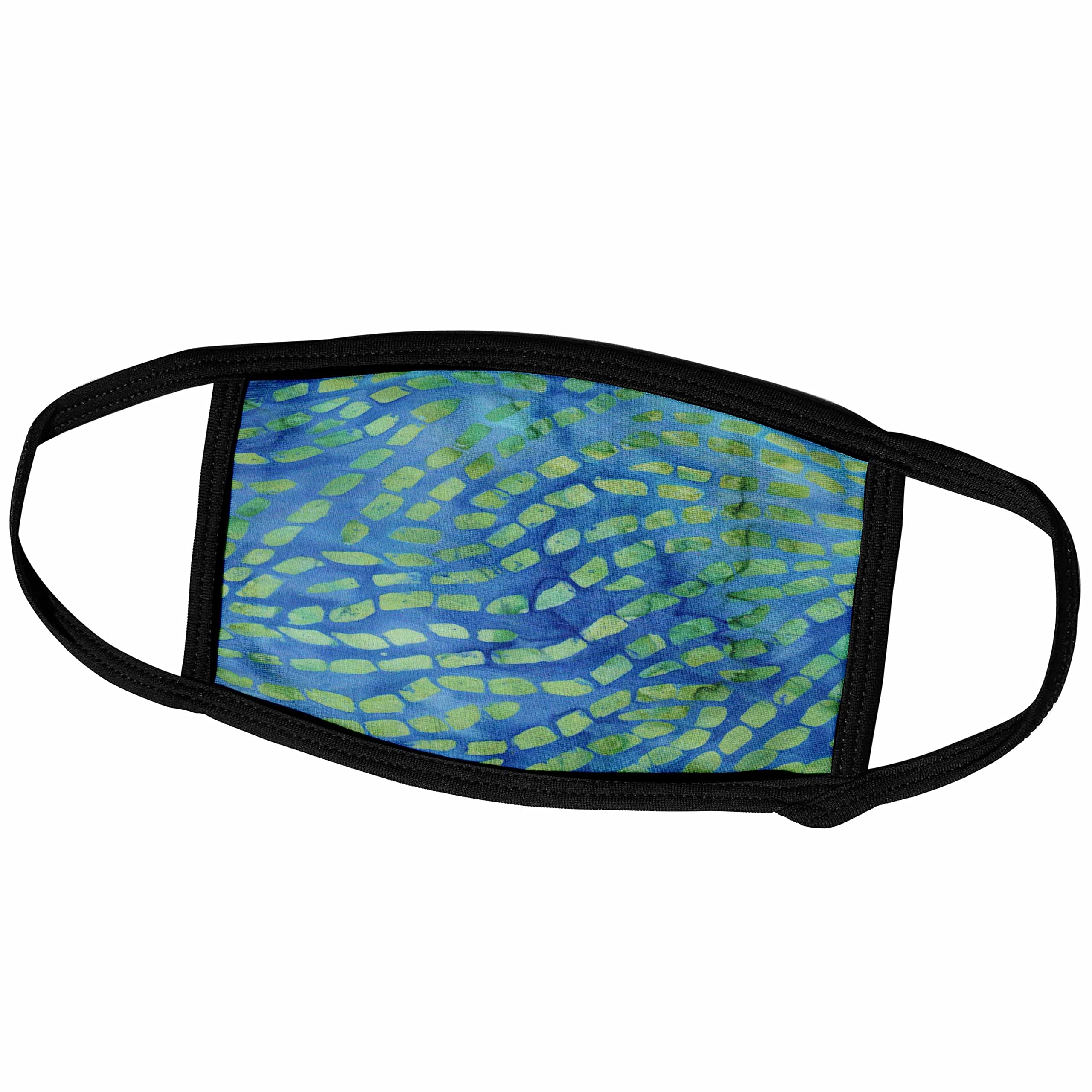 3D Batik Square Dot Face Masks - Blue & Green for Travel & Work