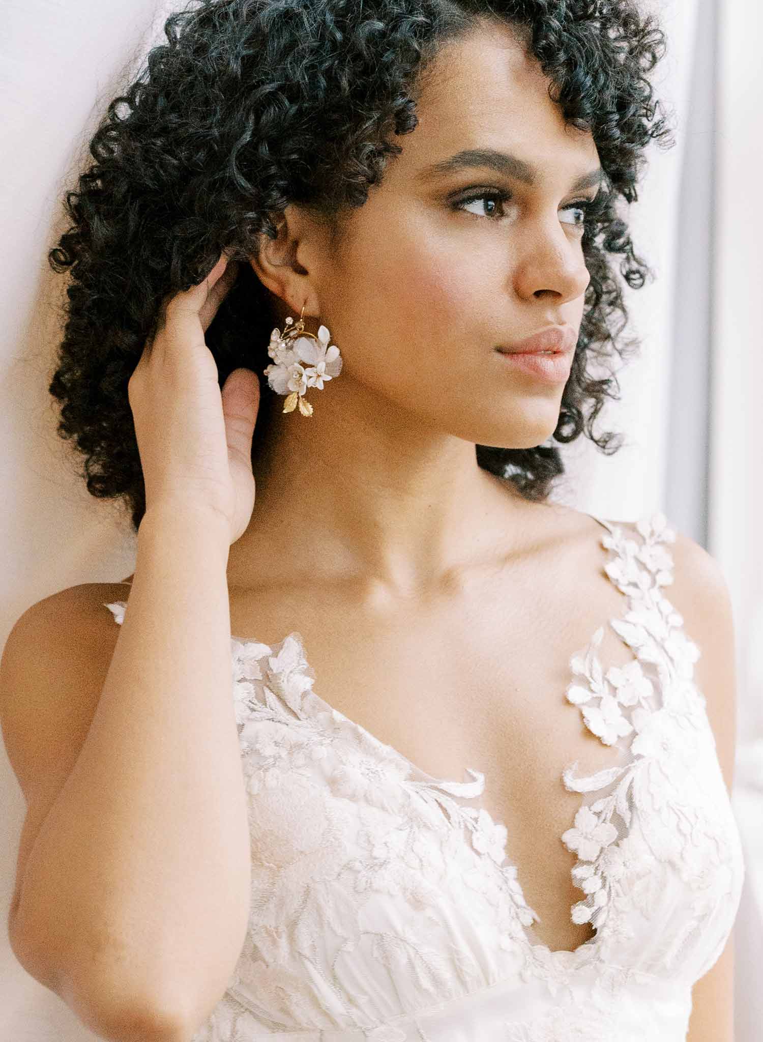 Petite Creamy Floral Bridal Earrings - Style #2102 | Elegant Wedding Jewelry for Brides, Bridesmaids & Special Occasions