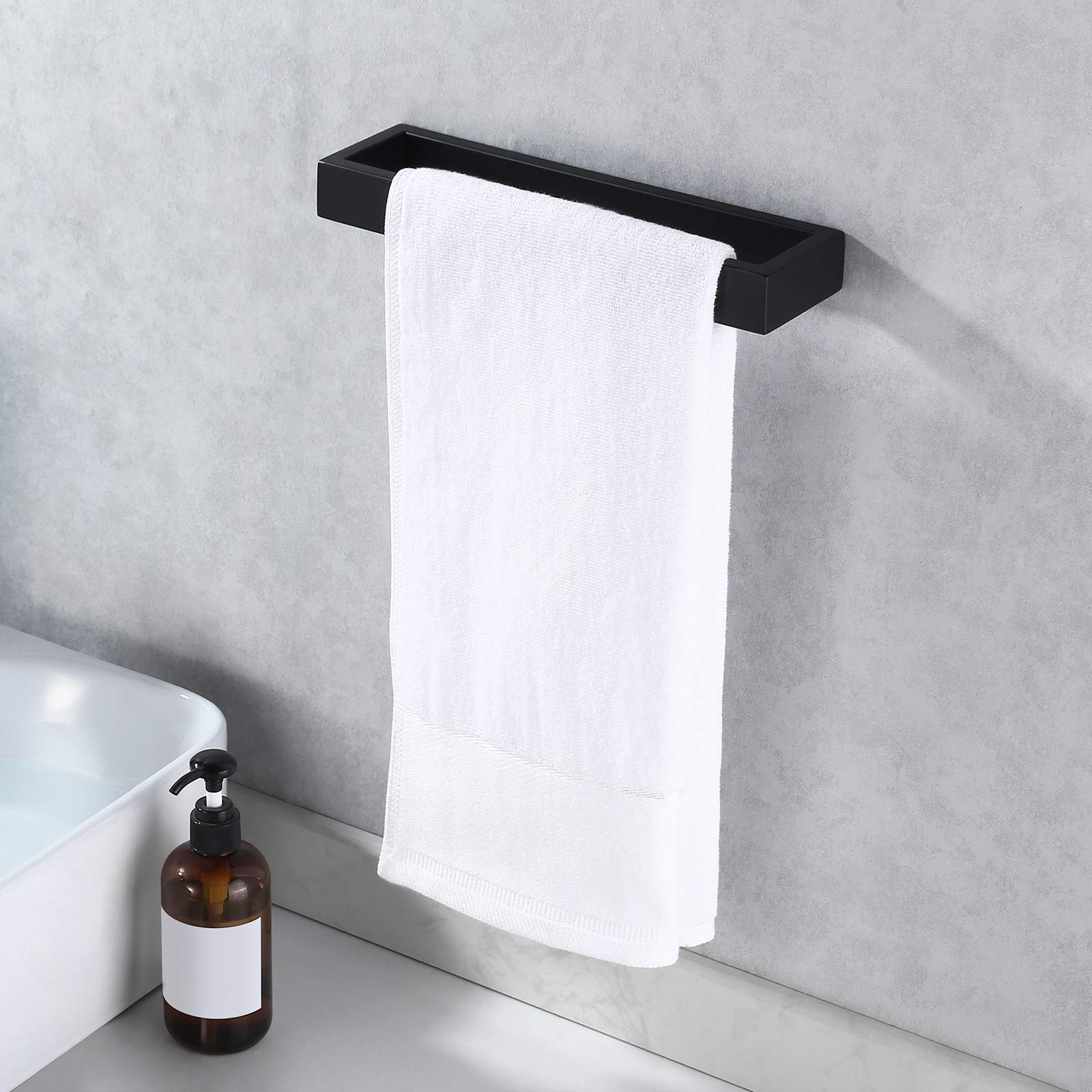 KES 10 Inch Matte Black SUS304 Stainless Steel Wall Mount Towel Ring Holder - Modern Bathroom Towel Organizer for Hand & Kitchen Towels (A23080-BK)