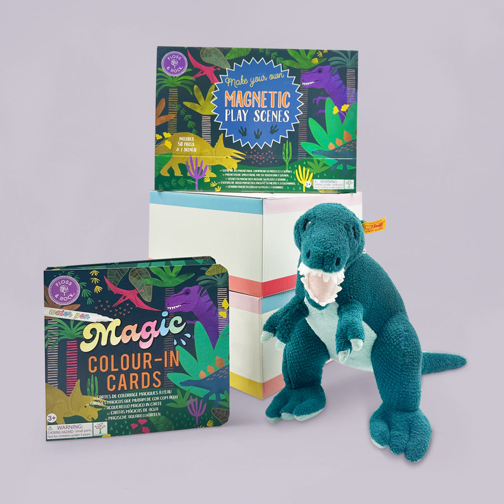 Floss & Rock Dinosaur Activity Play Set with Steiff Thaisen T-Rex Soft Toy - Educational STEM Toys for Kids, Perfect for Pretend Play & Dinosaur-Themed Birthday Gifts