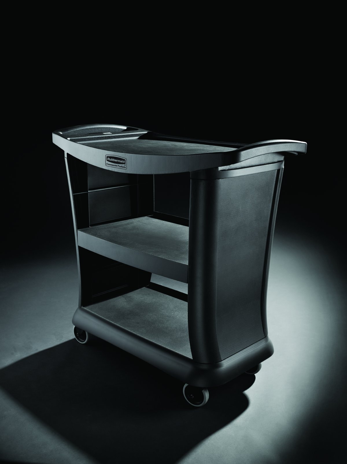 Rubbermaid Commercial Utility Cart - 300 lb Capacity, Black - Heavy Duty Service Cart for Food Service, Restaurant, Cleaning & Office Use - Ideal for Kitchen, Janitorial & Hospitality Workstations