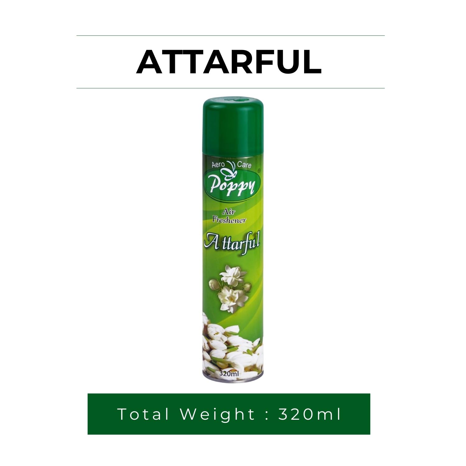 Aero Care Poppy Attarful Air Freshener - 320ml | Long-Lasting Room & Car Fragrance Spray | Fresh Floral Scent for Home, Office & Bathroom | Eliminates Odors Instantly