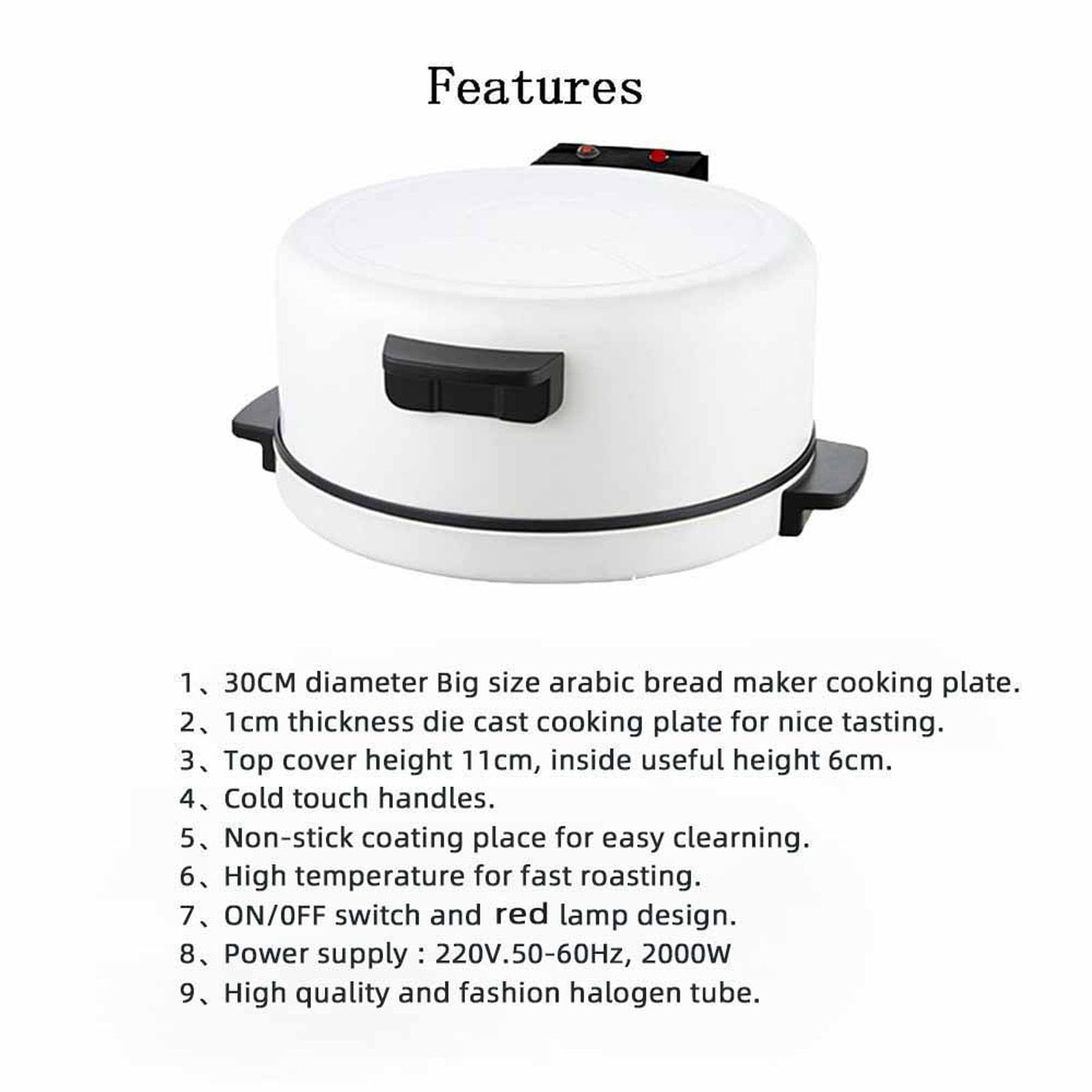 Portable Electric Pizza Oven - 12 Inch Countertop Pizza Maker & Steak Toaster - 2000W Fast Cooking in 6 Minutes - Non-Slip Base - Perfect for Home, Outdoor, Camping & Parties (110V US Plug)