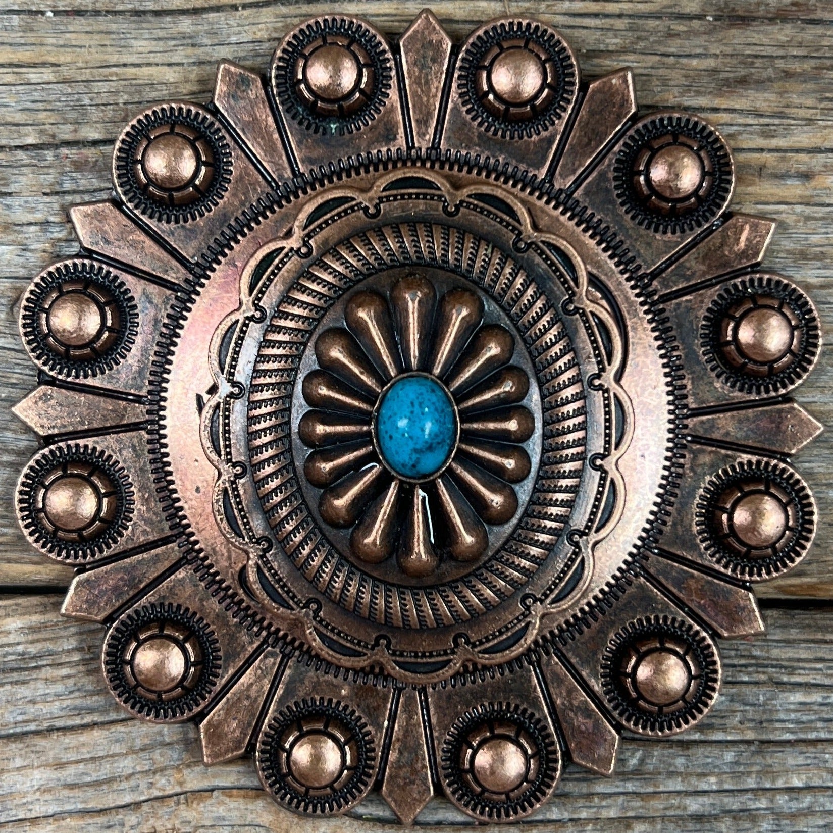 Authentic Copper Turquoise Oval Western Concho Belt Buckle W179 - Perfect for Cowboy Boots, Leather Belts & Western Fashion Accessories