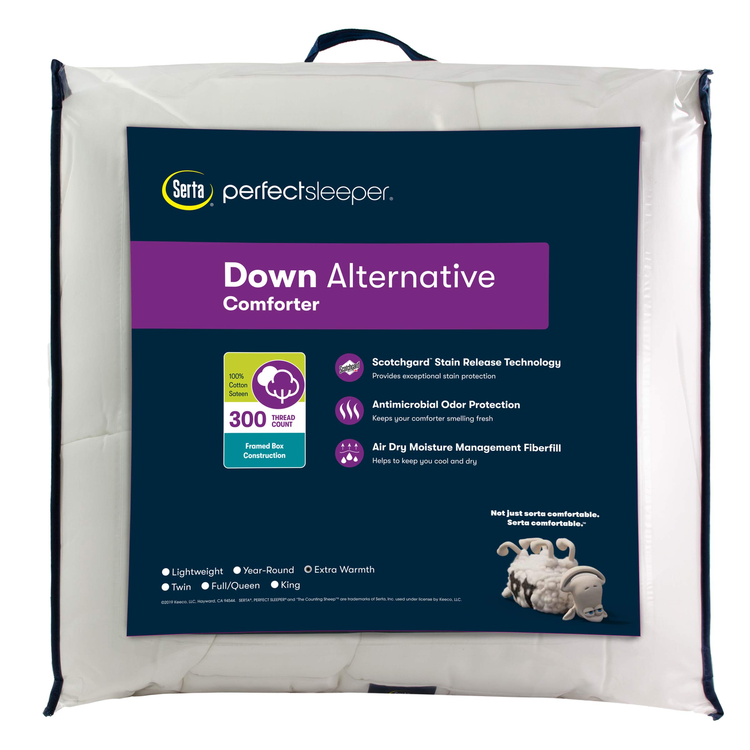 Serta Extra Warmth Quilt-Stitched Down Alternative Comforter - Twin Size, White | Hypoallergenic Fiber Fill Bedding for Winter & Cold Nights - Perfect for Guest Rooms, Dorms & Cozy Bedrooms