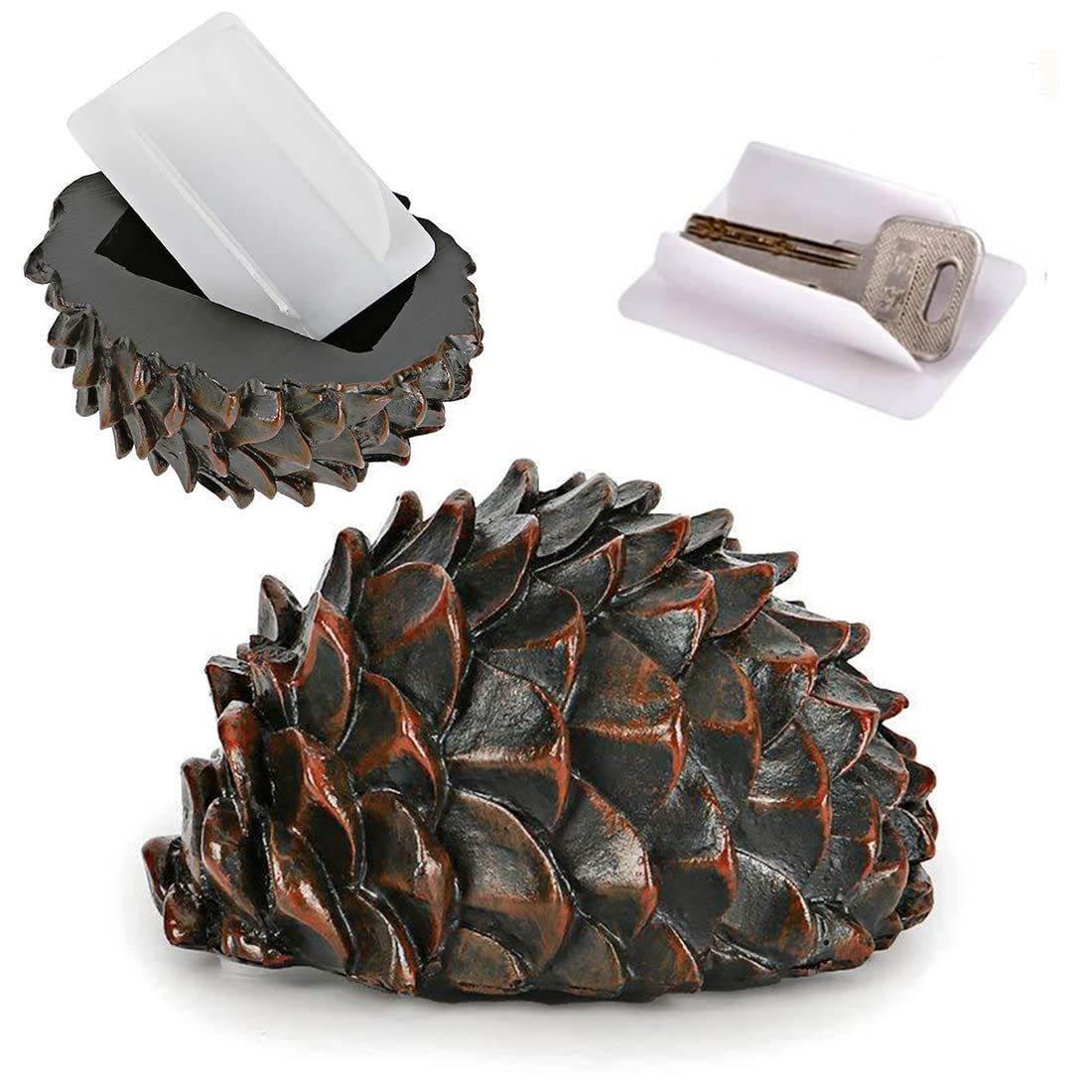 Wailicop Hide a Key Fake Rock Lock Box - Outdoor Hidden Safe Key Holder for House, Garden & Yard - Discreet Pine Design for Secure Spare Key Storage