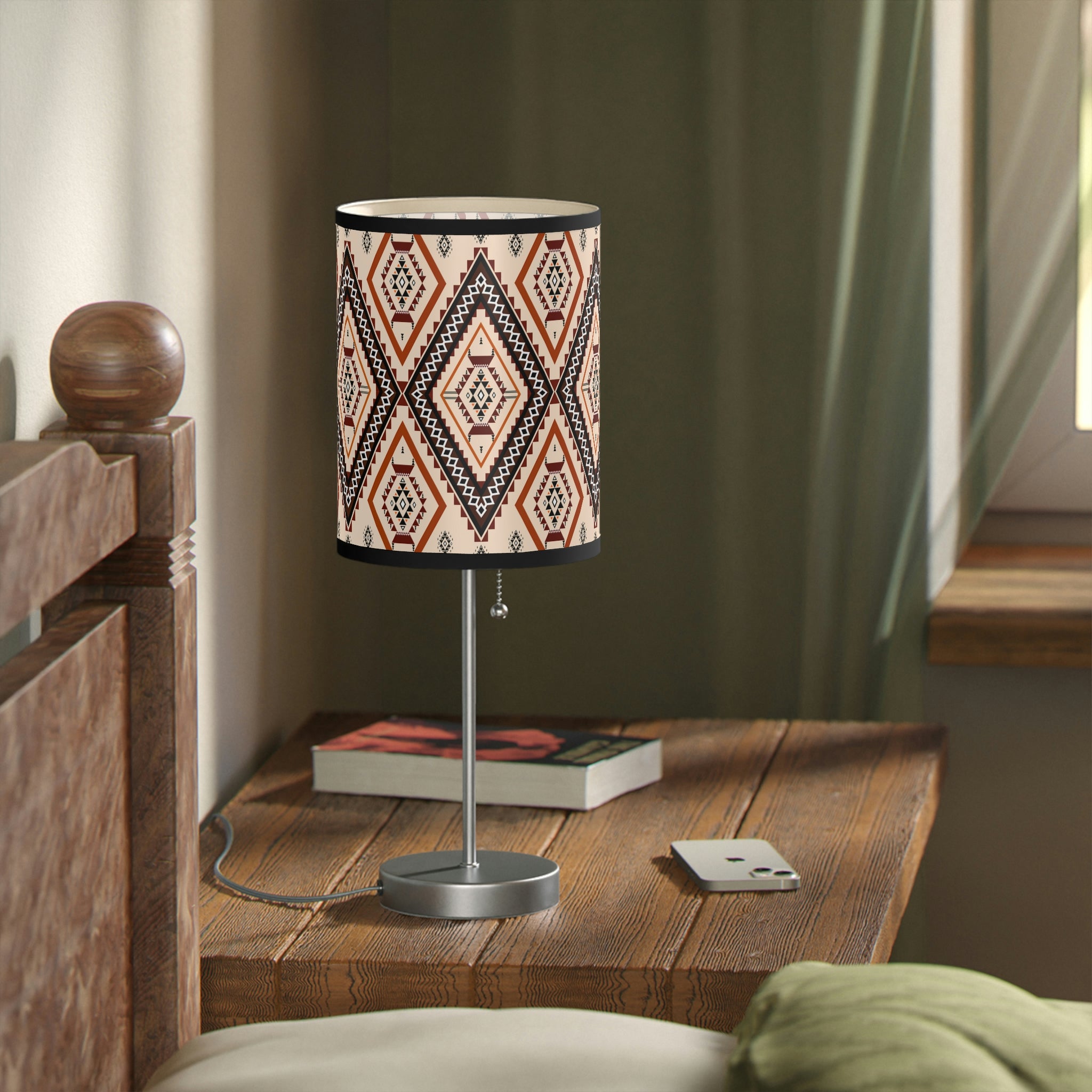 Southwestern Style Table Lamp for Bedroom & Living Room - Adjustable Reading Light with US/CA Plug - Perfect for Nightstands, Sofa Side Tables and Home Office Desks
