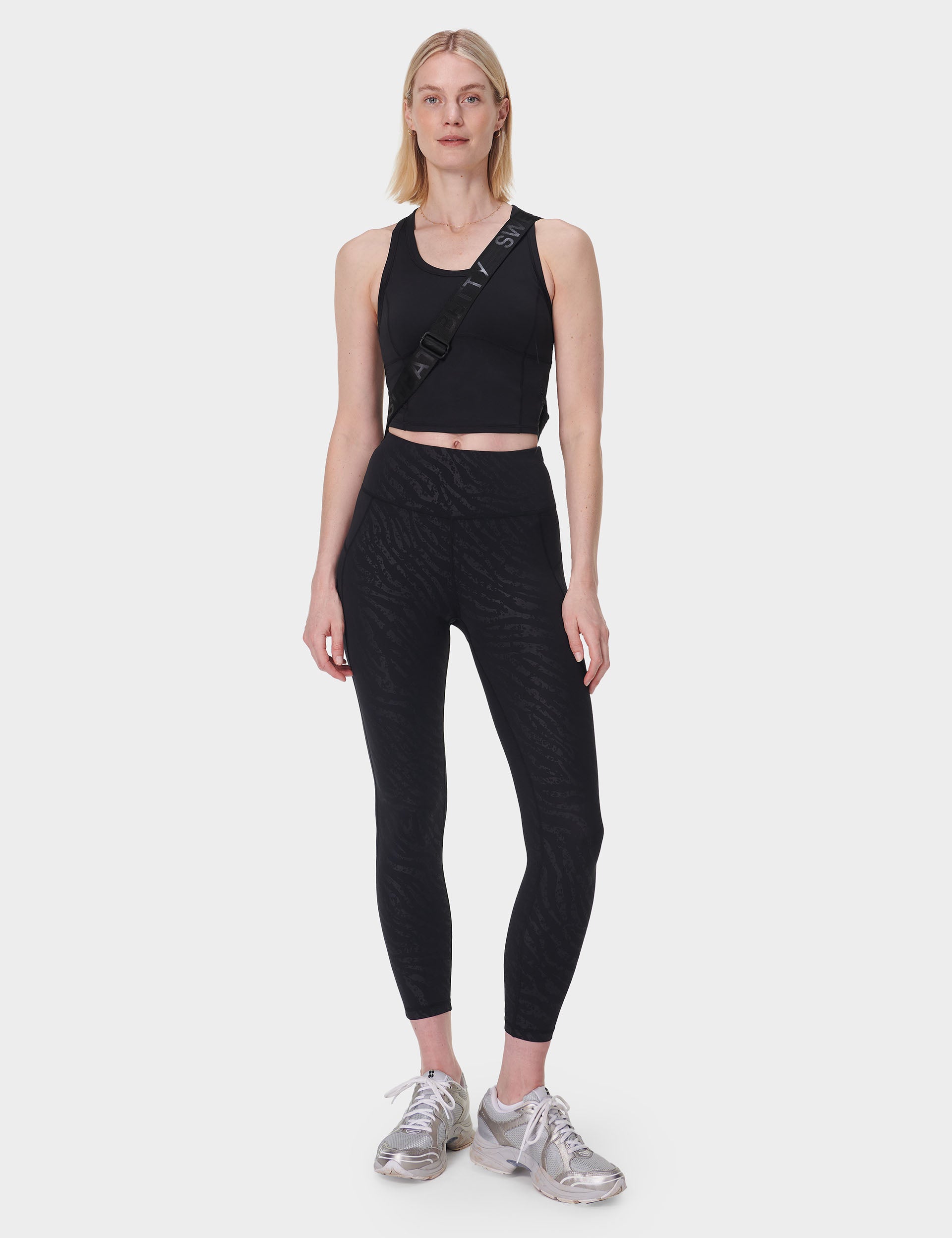 High Waist All Day Leggings - Black Faded Zebra Emboss Print Yoga Pants for Women | Perfect for Workout, Running & Lounge Wear
