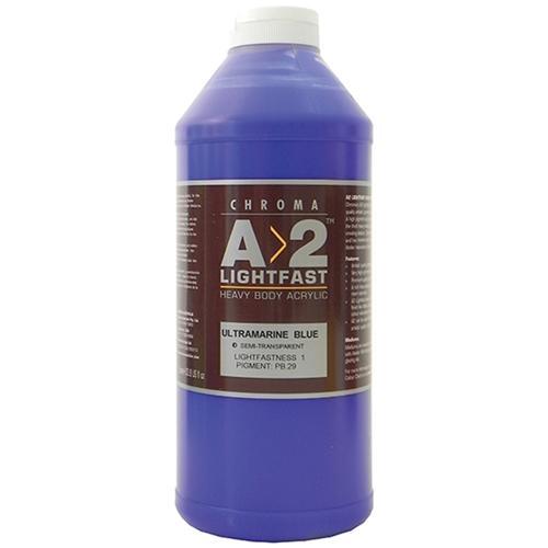 A2 Lightfast Heavy Body Acrylic Paint 1 Litre - Ultramarine Blue | Professional Artist Quality for Canvas Painting, DIY Crafts & Home Decor