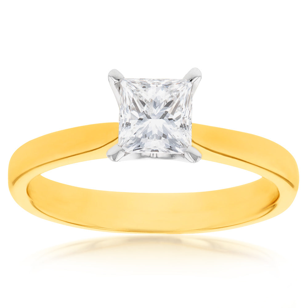 18ct Yellow Gold Solitaire Ring with 1 Carat Certified Diamond - Elegant Engagement Ring for Women, Perfect for Proposals, Anniversaries & Special Occasions