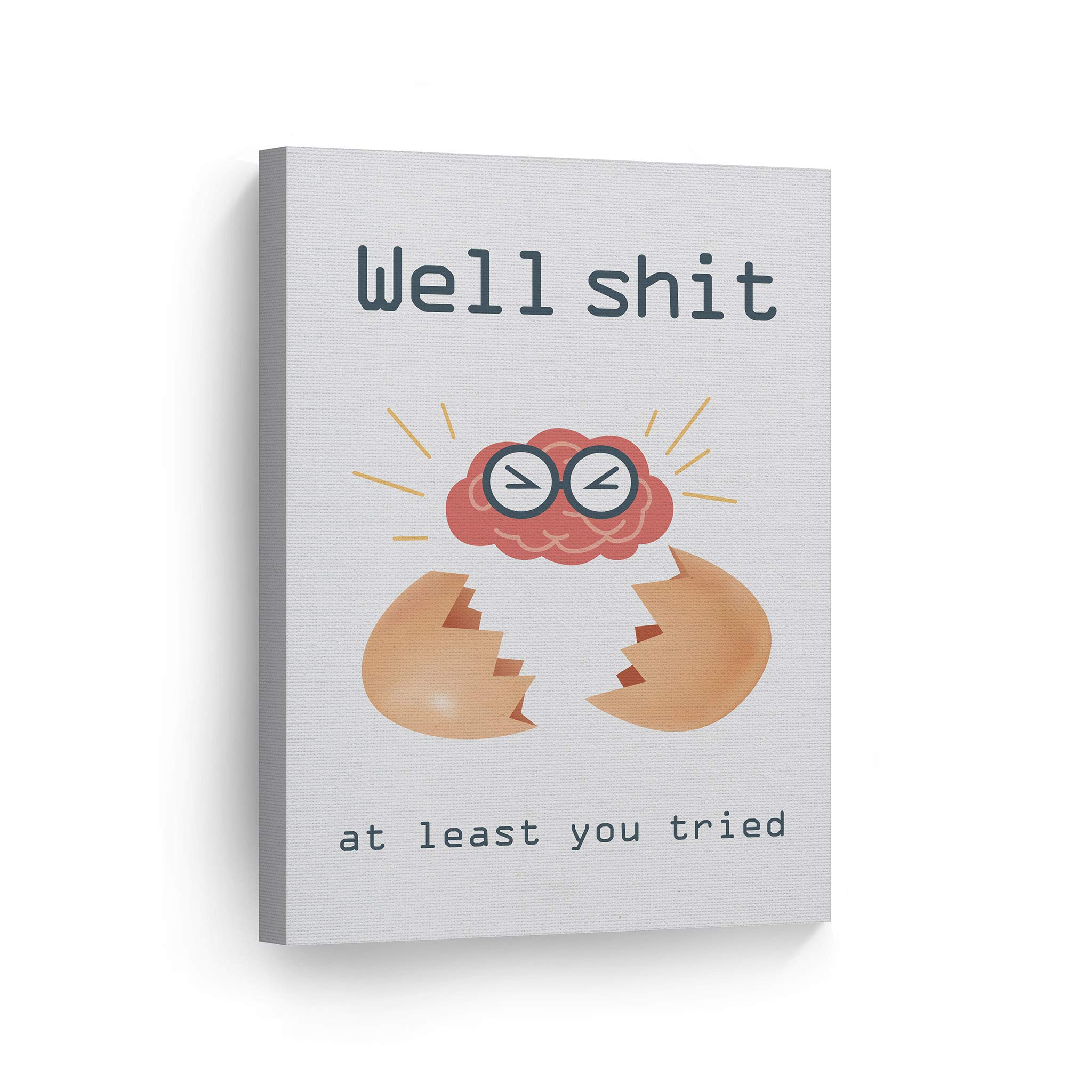 Funny Bathroom Wall Art - 'Well Shit At Least You Tried' Canvas Print | Ready to Hang Bathroom Decor | 40x30 Inches | Made in USA | Perfect for Toilet Humor & Unique Home Decoration