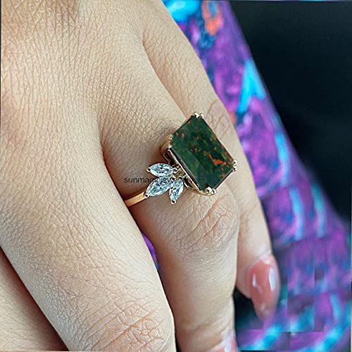 Bloodstone Ring for Women - 925 Sterling Silver Unique Engagement Gift, Custom Gemstone Ring with Tiger Eye - Elegant Pinky & Signet Ring for Her | Perfect for Weddings, Anniversaries & Special Occasions