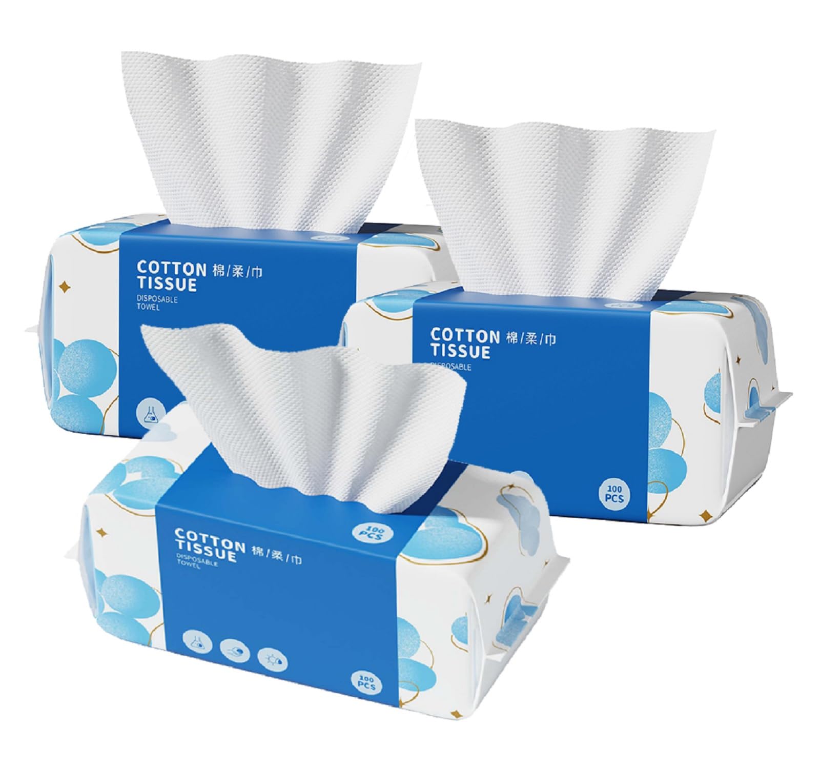 300 Count Ultra Soft Washcloths & Facial Cotton Tissues - Lint-Free Dry Wipes for Skin Care, Makeup Removal, Face Cleansing | Gentle for Sensitive Skin, Baby Care & Spa Use
