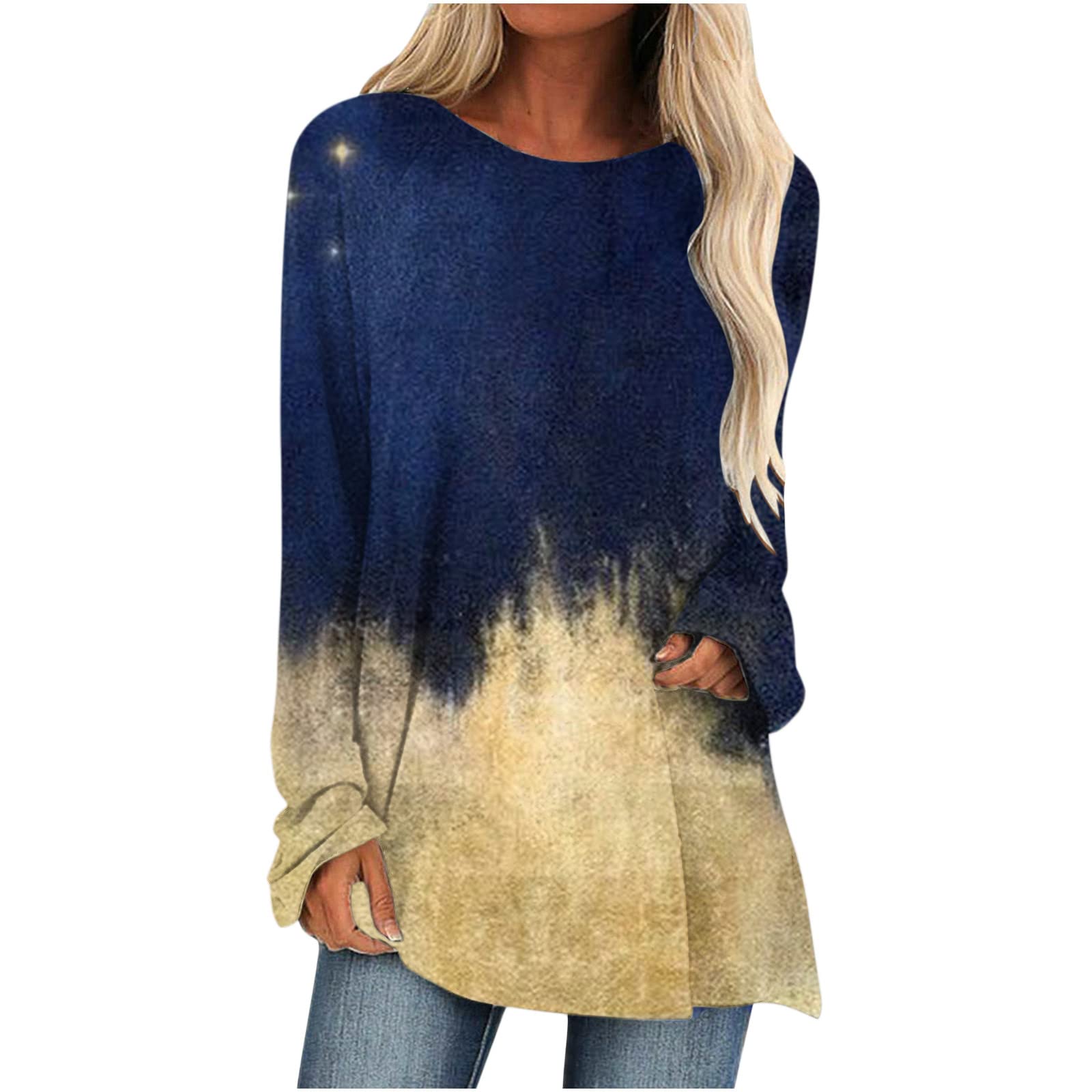 Plus Size Women's Long Sleeve Tunic Tops - Casual Round Neck Sweater Blouse & Loose T-Shirt for Everyday Wear | Perfect for Work, Office & Weekend Outfits