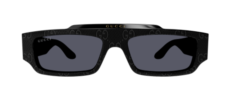 Gucci GG1592S 001 Black/Grey Rectangular Men's Sunglasses - Polarized UV Protection Luxury Aviator Shades for Driving, Travel & Outdoor Fashion