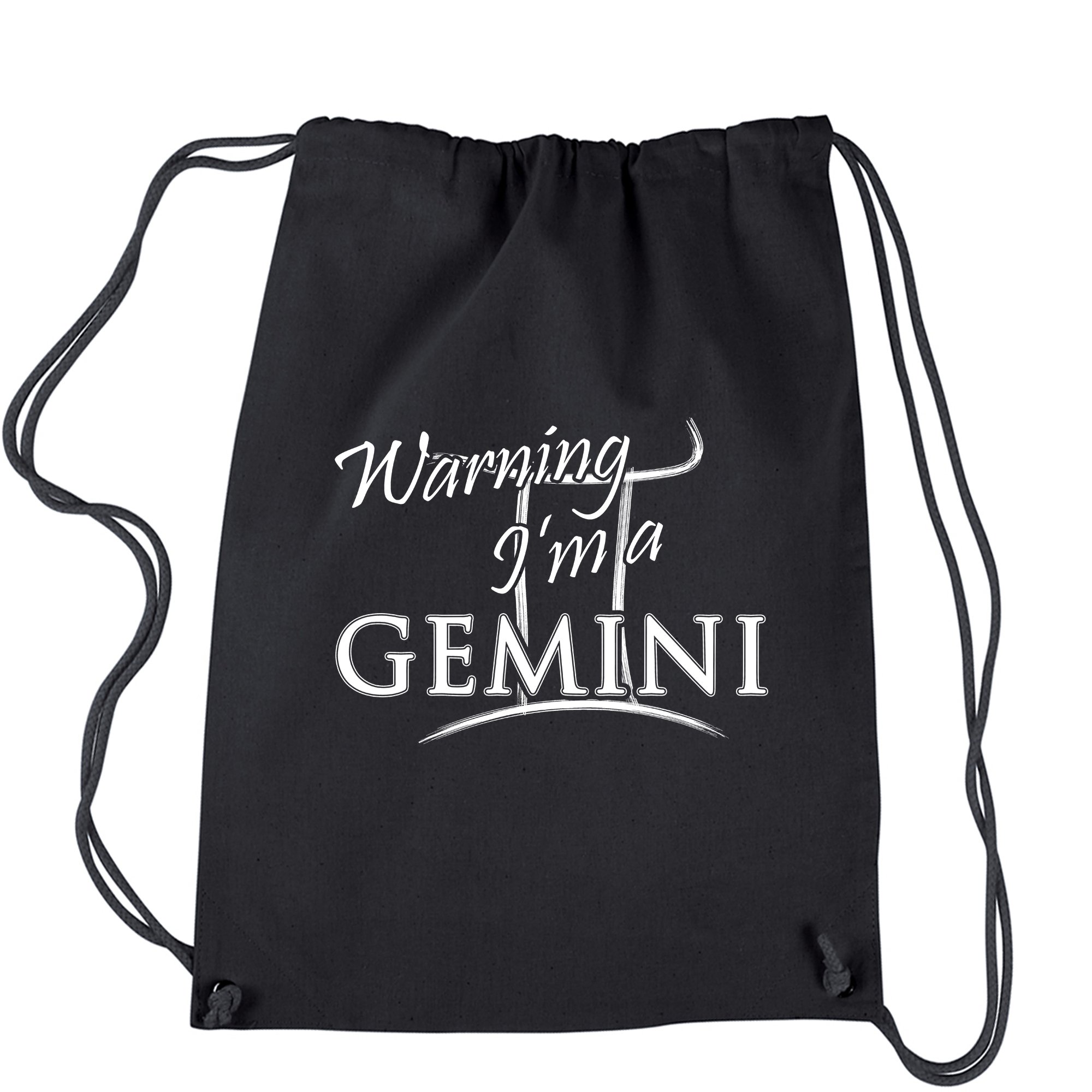 Gemini Zodiac Sign Black Drawstring Backpack - Astrology Themed Bag for Pride Month, School, Travel & Festival Use