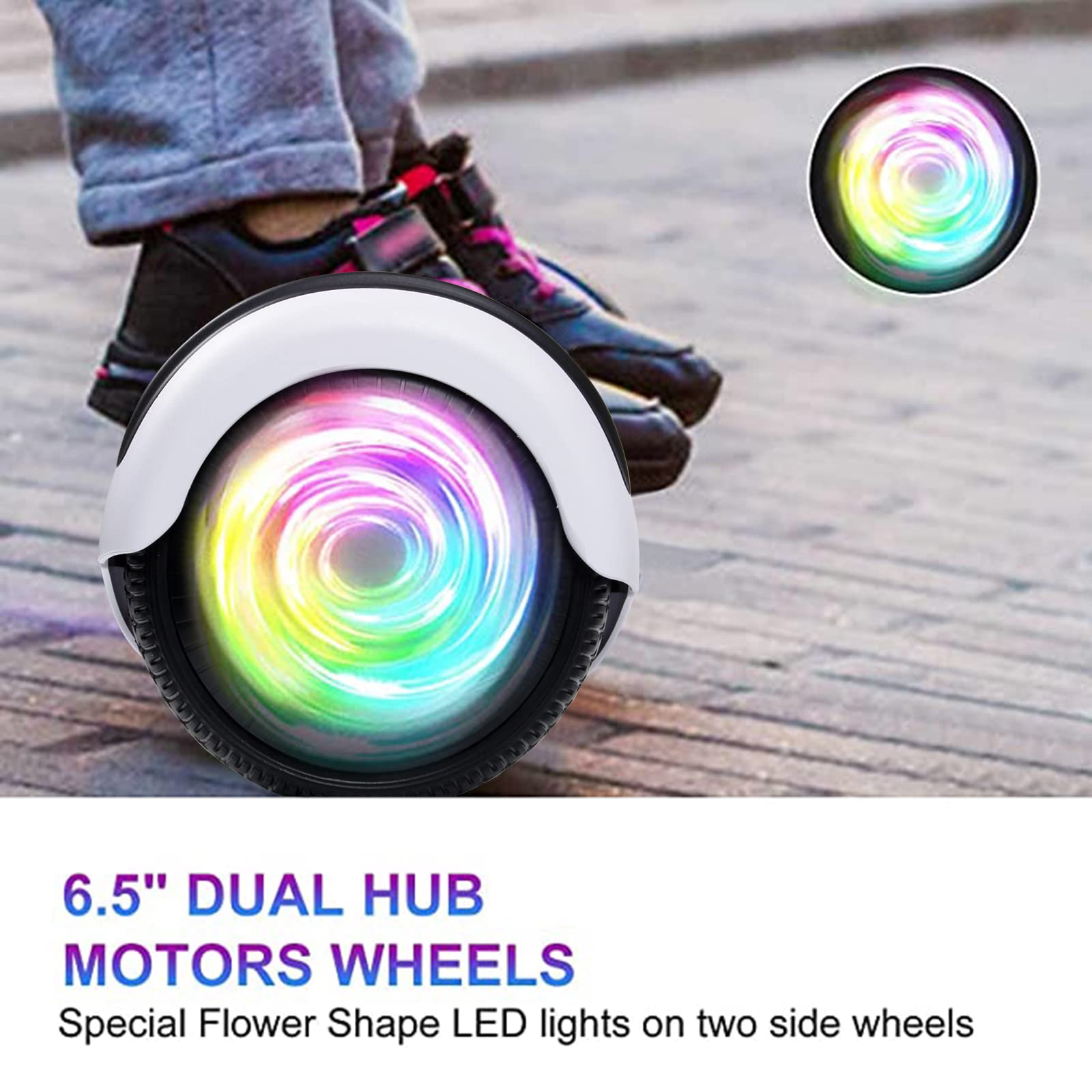SISIGAD Hoverboard for Kids Ages 6-12 - Bluetooth Speaker & 6.5