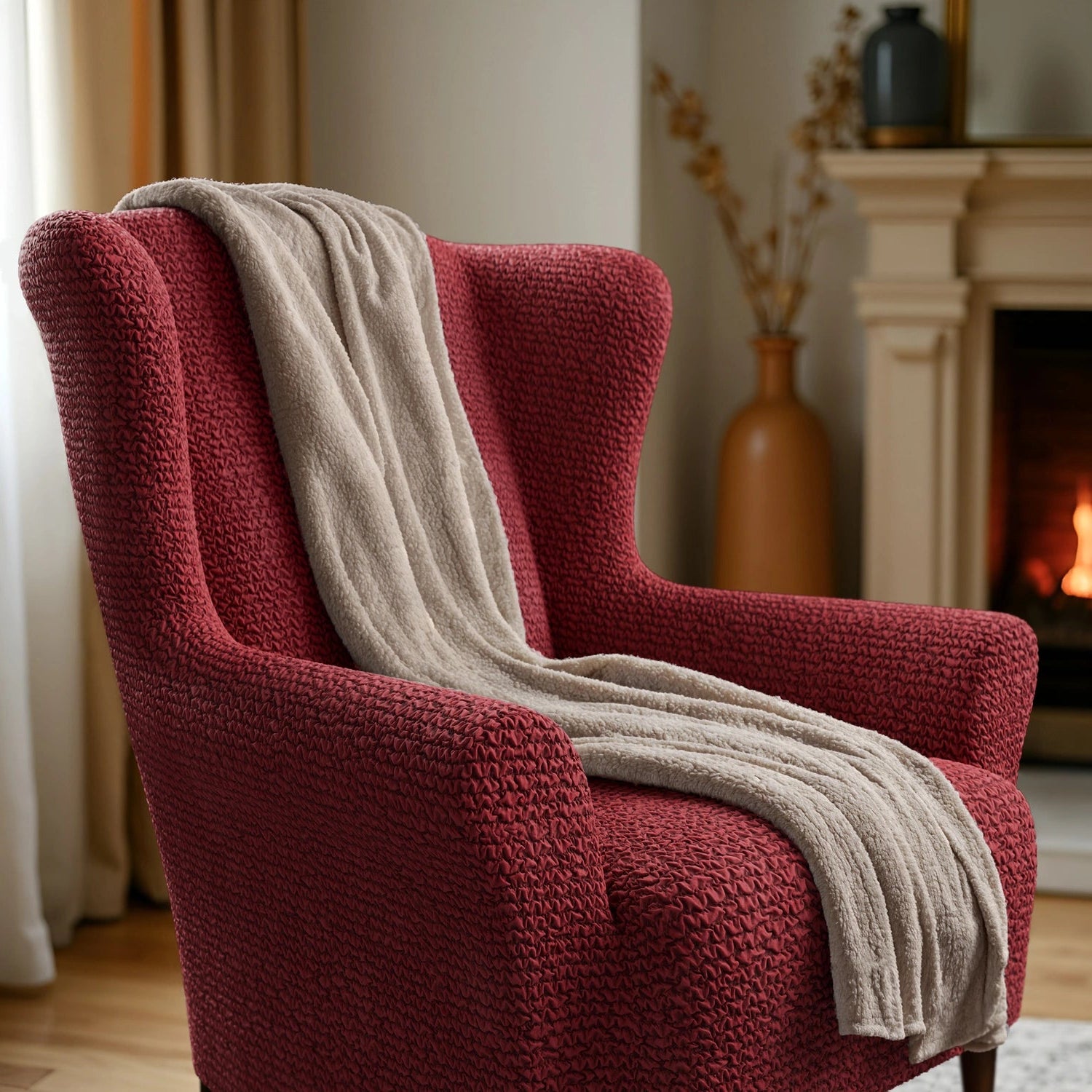 Premium Wingback Chair Slipcover - Microfiber Collection | Washable & Stretchable Furniture Protector for Living Room, Office, or Bedroom