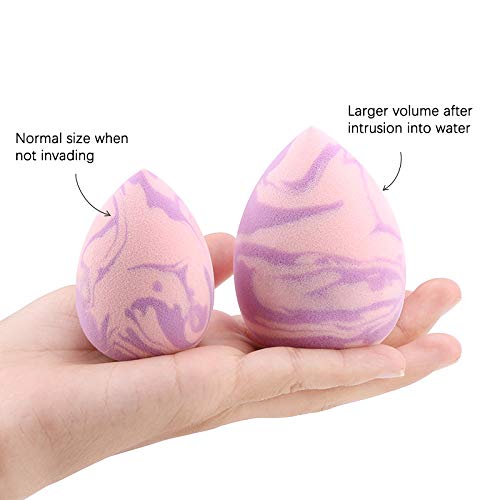5-Piece Marbling Makeup Sponge Set - Soft Professional Beauty Blender Sponges with Sponge Holder & Egg Bottle | Water Drop Shape for Flawless Foundation & Concealer Application | Perfect for Daily Makeup, Travel & Professional Use