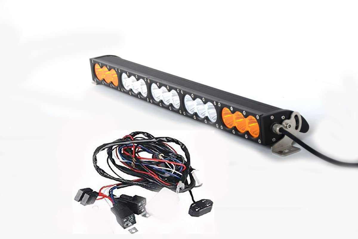 28 Inch 150W LED Light Bar - Amber & Clear Combo Beam (Spot/Flood) for Off-Road Vehicles, SUV, ATV, Truck & Boat | Waterproof Work Light for Night Driving, Camping & Emergency Use