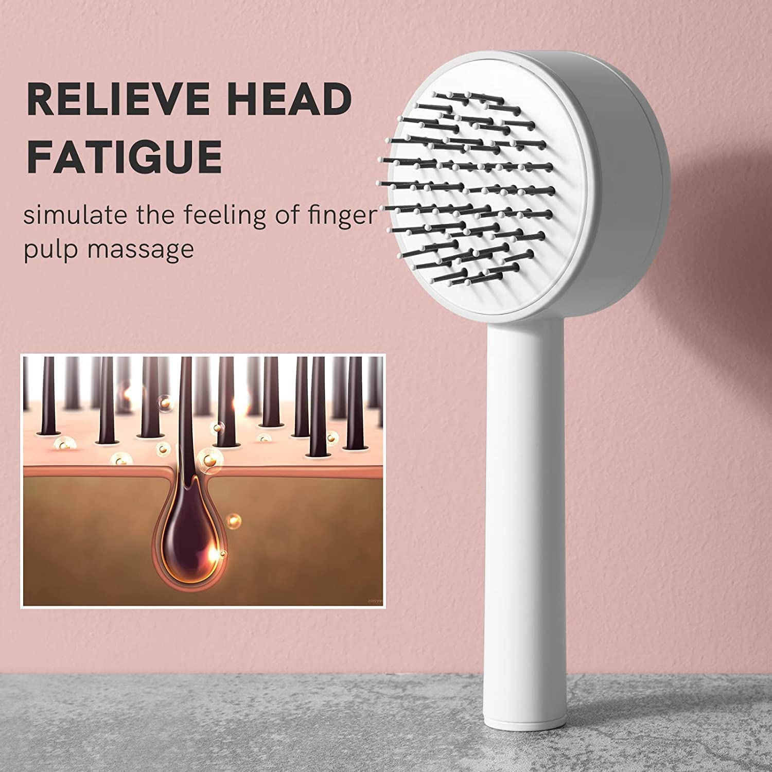 3D Hair Comb with Central Airbag - Self Cleaning Hair Brush for Women & Men - Perfect for Long, Short, Thick, Thin, Curly, Straight & Wavy Hair - Ideal for Daily Styling, Detangling & Volume Boosting - Great for Home, Travel & Salon Use