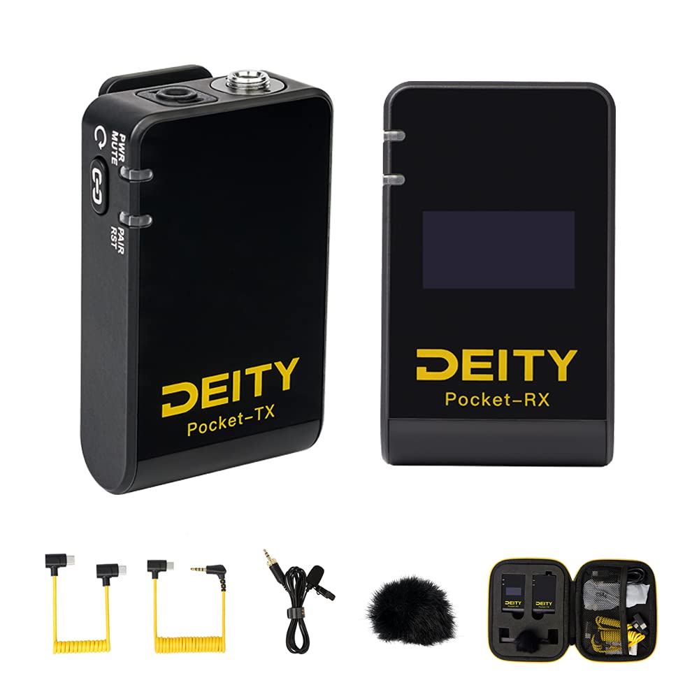 Deity Pocket Wireless Microphone Kit - 2.4GHz Dual Lavalier Mics with OLED Display for Professional Vlogging, YouTube Live, Podcasting & Interviews | Compatible with DSLR, Smartphone & Tablet (Black) | Perfect for Content Creators, Streamers & Remote Work