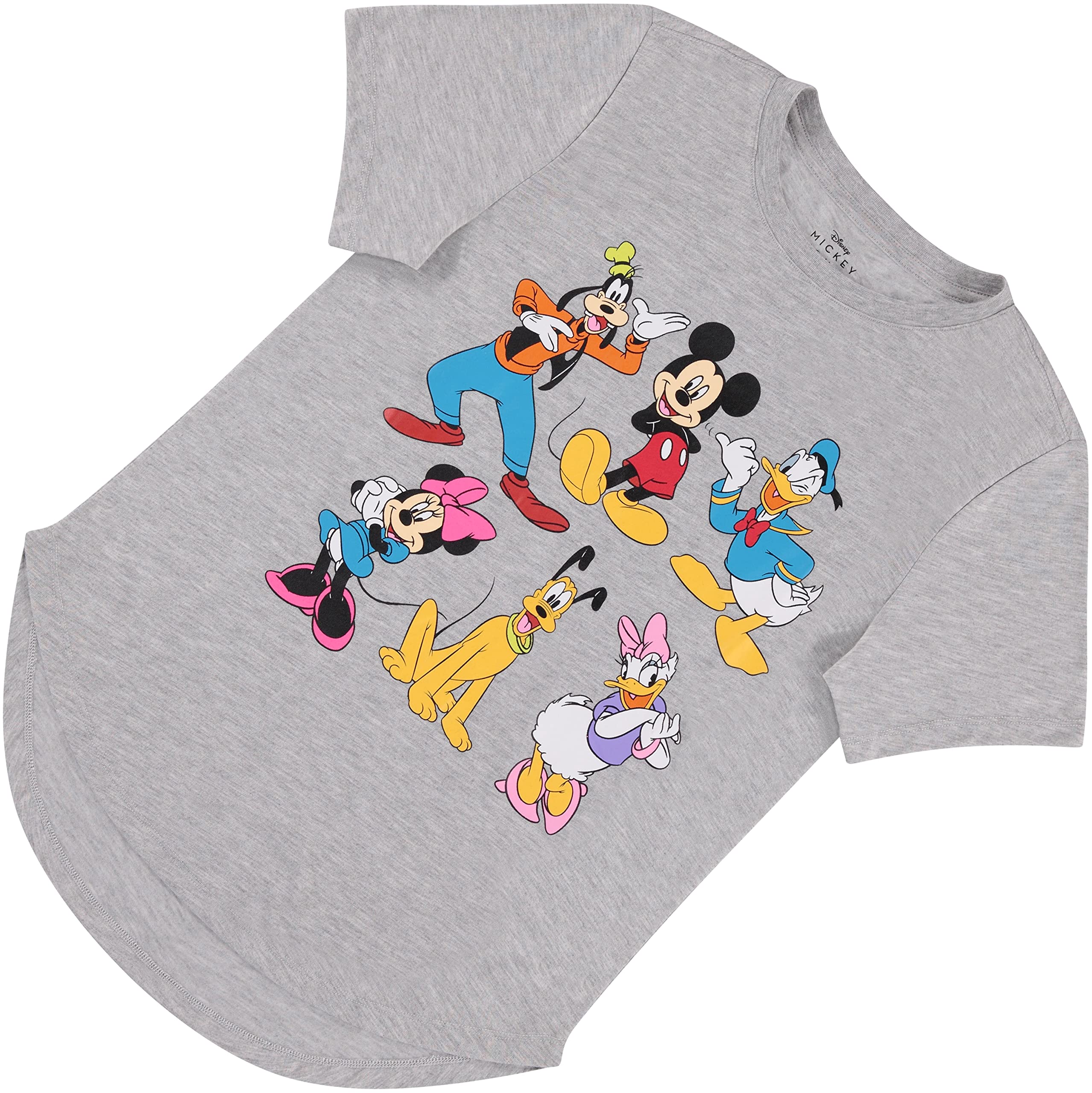 Disney Women's Mickey & Minnie Mouse Graphic T-Shirt - Short Sleeve Hi-Low Hem Casual Top for Everyday Wear | Perfect for Theme Parks, Date Nights & Disney Fans