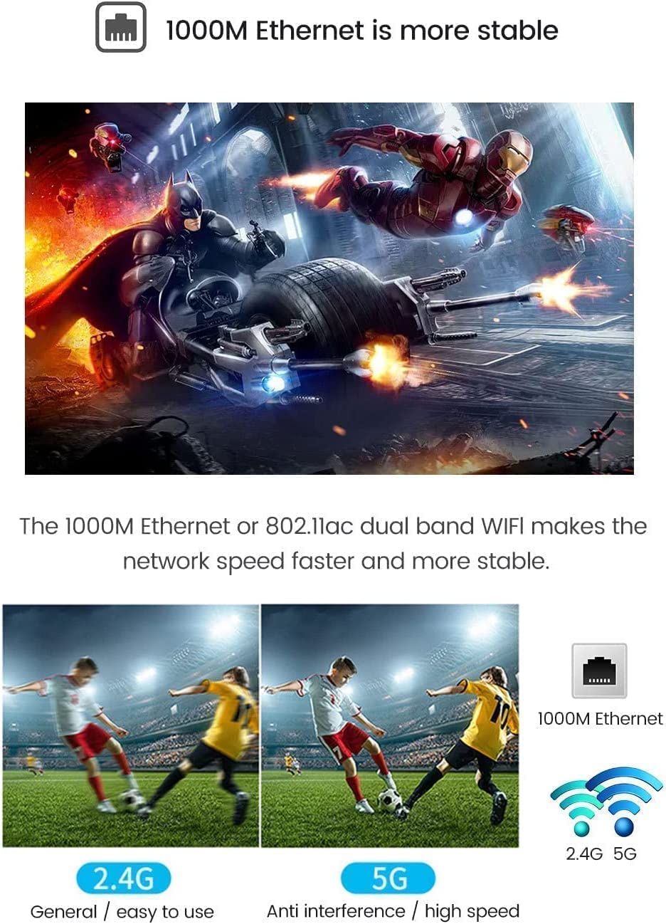 AMITVA Android TV Box 11.0 - 4GB RAM 128GB ROM Smart TV Box with S905X4 Quad-Core Processor, Dual-Band WiFi (2.4G/5.8G), Bluetooth 4.1, 4K Ultra HD, Mini Backlit Keyboard & Ethernet LAN - Perfect for Streaming, Gaming, and Home Entertainment