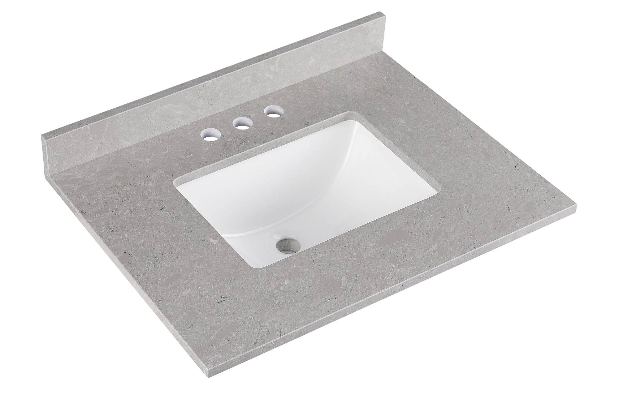 Amalfi 25W x 22D Engineered Marble Bathroom Vanity Top with Rectangular Undermount Sink - Perfect for Modern Bathroom Renovations and Master Suite Upgrades