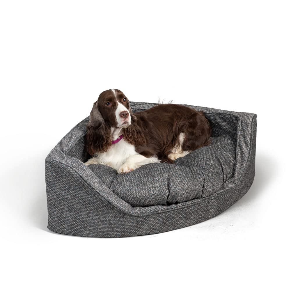 Luxury Overstuffed Corner Dog Bed for Small Dogs - Microsuede Cover - Snoozer Pet Products (Merlin Pewter) | Perfect for Living Rooms, Bedrooms & Pet-Friendly Spaces